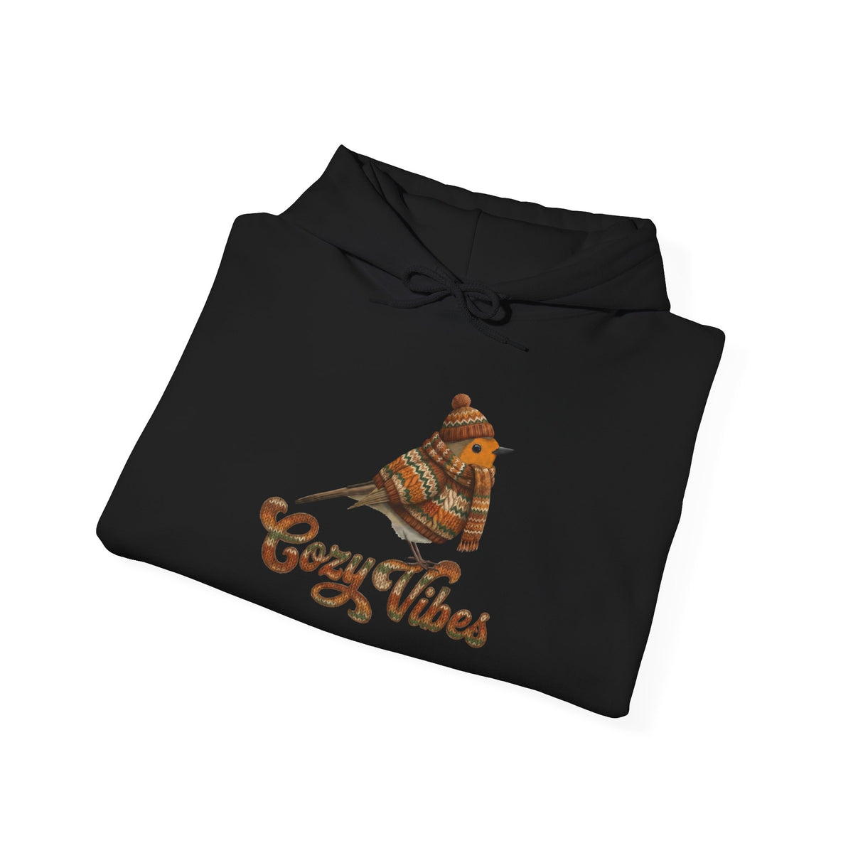 Rotkehlchen mit Strickpullover Cozy Vibes Hoodie - Vogel Kapuzenpullover für Vogelbeobachter & Naturliebhaber mit Vogelmotiv
