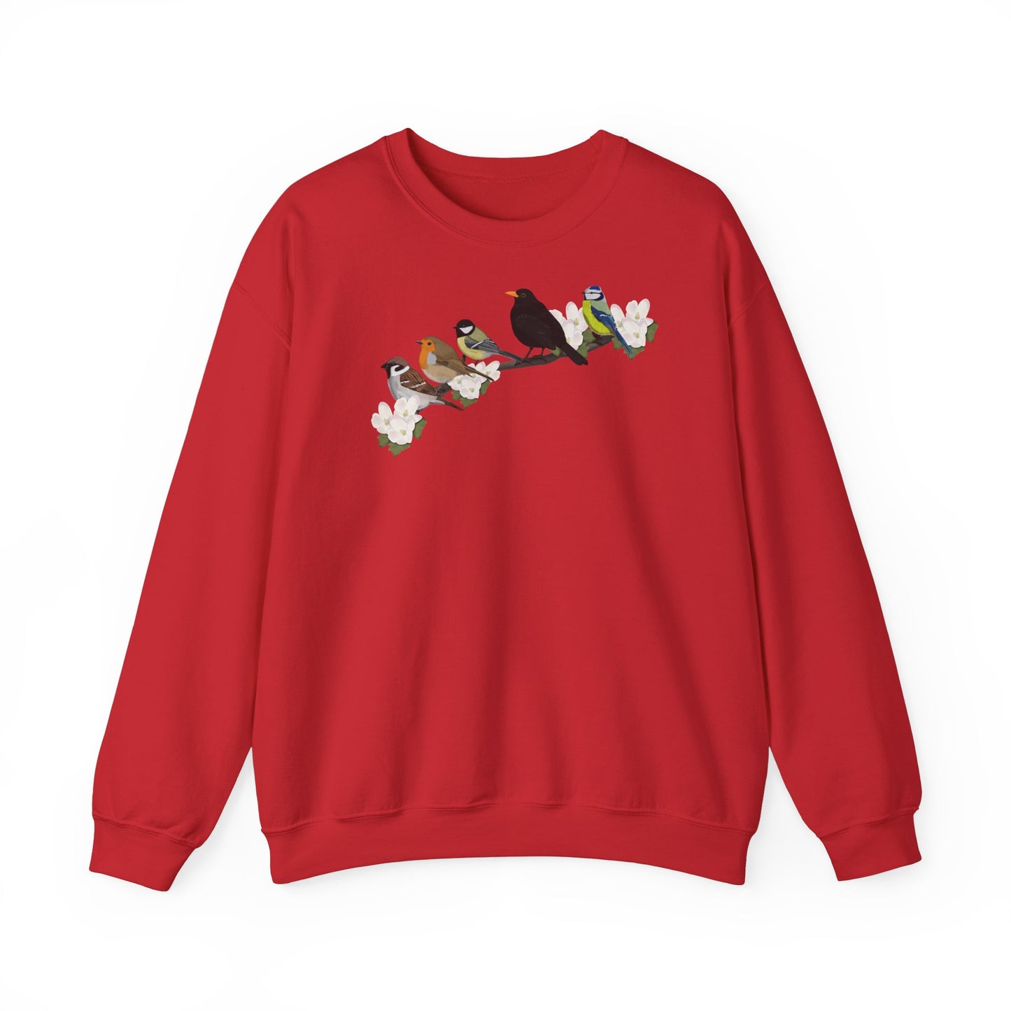 Rotkehlchen, Blaumeise und Amsel Sweatshirt Vogelmotiv in Dark Heather