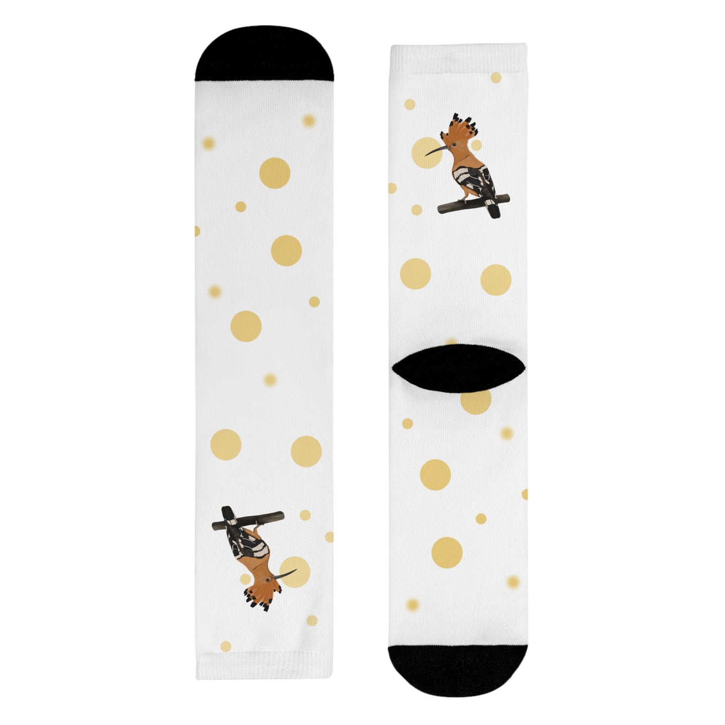 Wiedehopf Vogel Socken mit Goldenen Punkten für Vogelfreunde & Vogelbeobachter Weiß