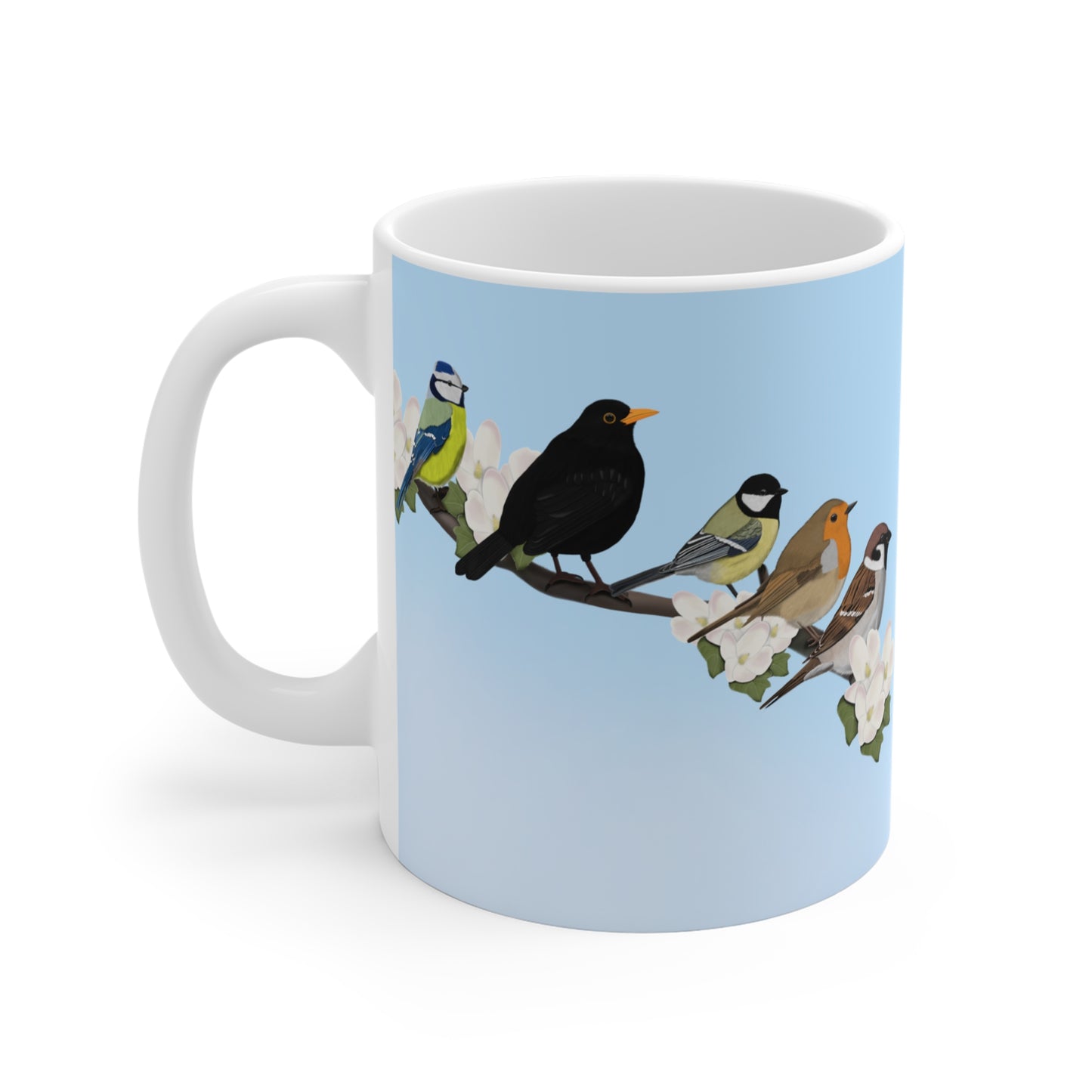 Rotkehlchen, Kohlmeise und Amsel Tasse – 11 oz 11oz Stil