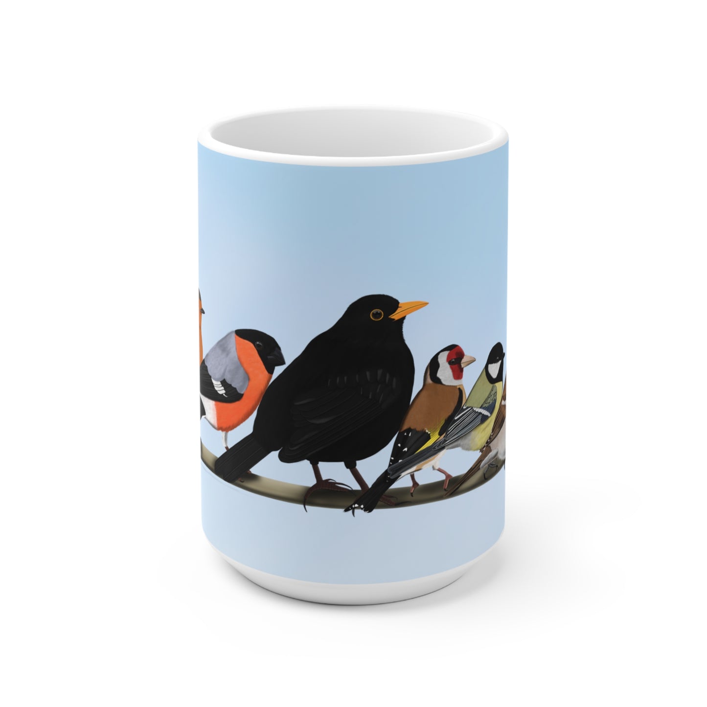 Rotkehlchen, Blaumeise, Zaunkönig und Amsel Tasse – 11 oz, 11oz