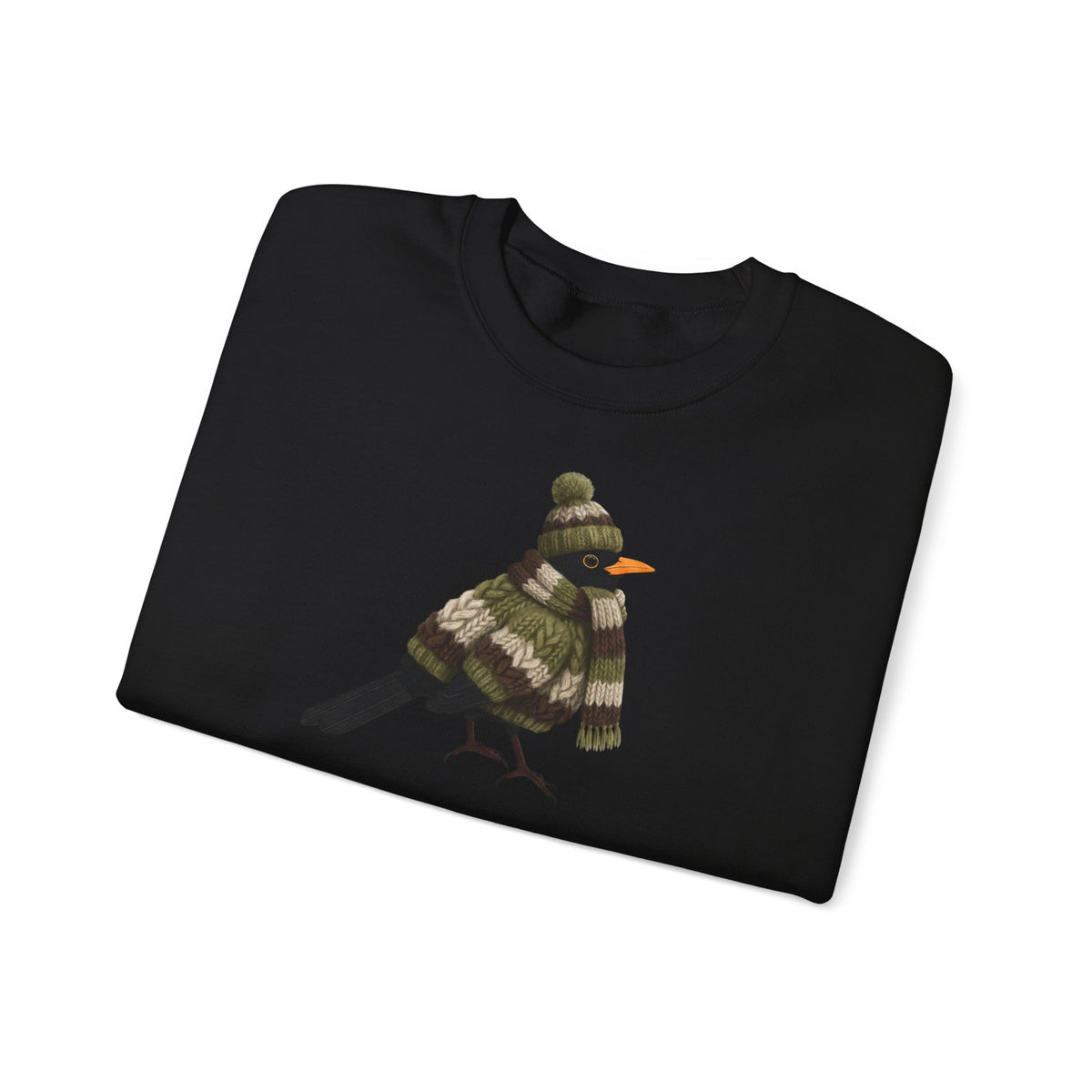 Amsel in Strick Weihnachts-Sweatshirt | Unisex Vogel Sweater für Vogelfreunde & Vogelbeobachter