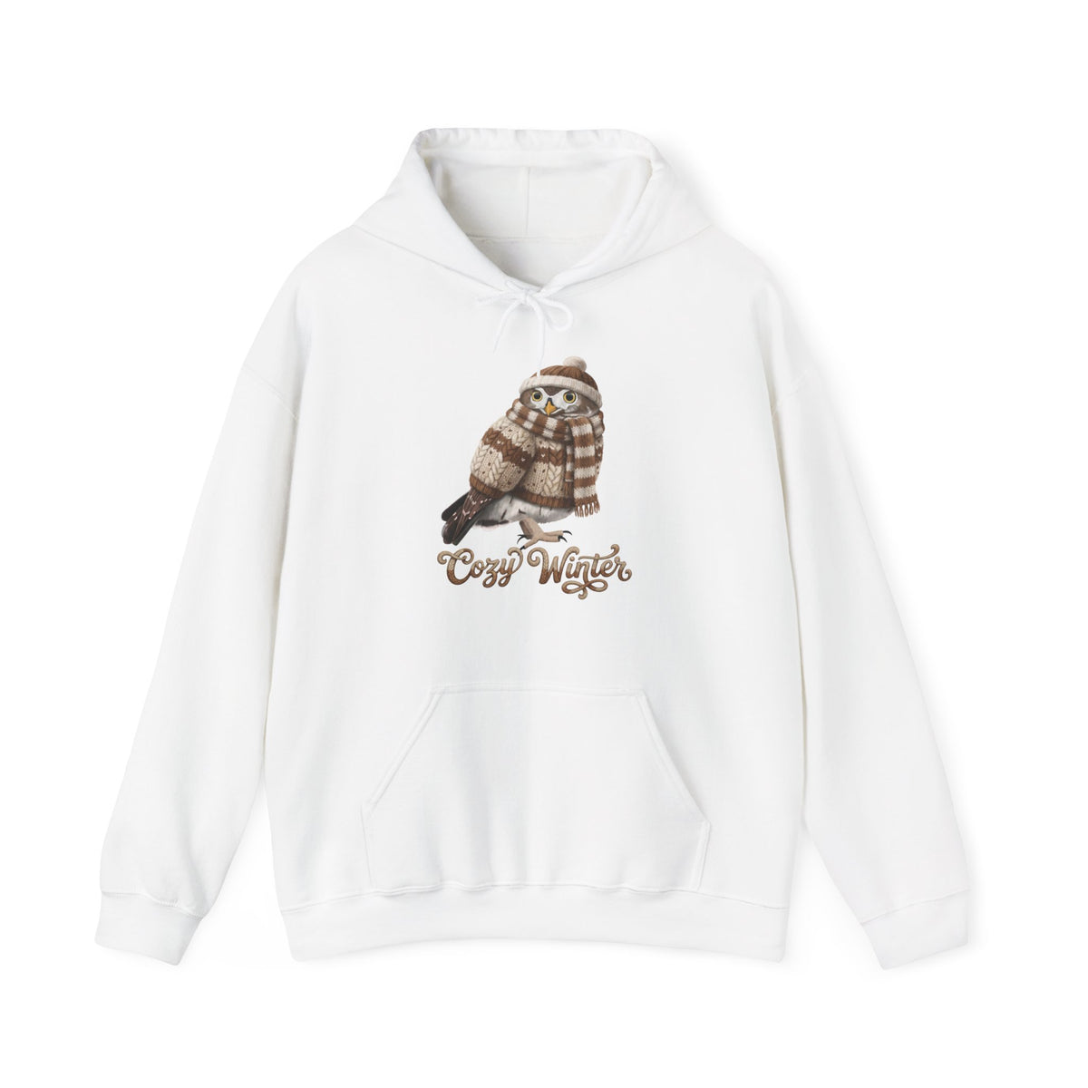 Eule mit Strickmütze Cozy Winter Hoodie - Vogel Kapuzenpullover für Vogelbeobachter & Naturliebhaber Vogelmotiv – artistic apparel,