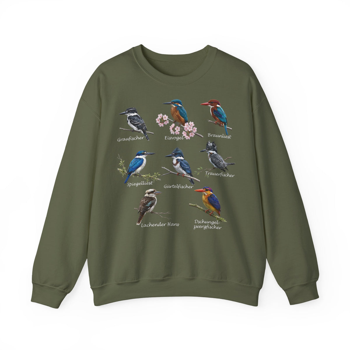 Sweatshirt mit Eisvögeln Vogelmotiv – Animal Graphic Tee, Casual Everyday Wear