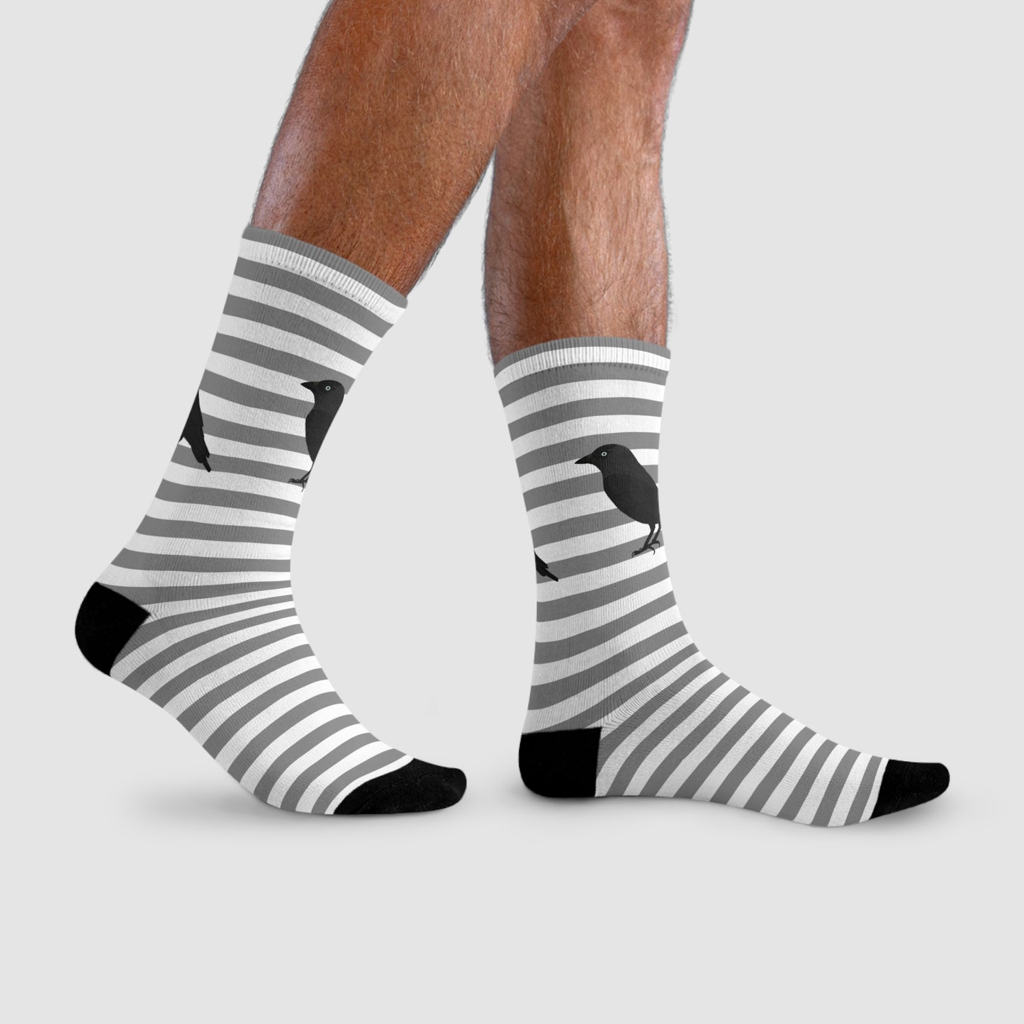 Dohle Vogel Socken mit Grau Weißen Streifen für Vogelfreunde & Vogelbeobachter