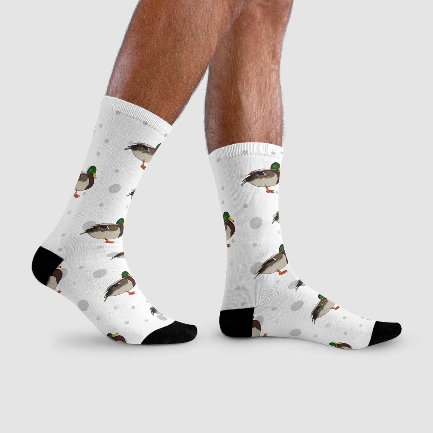 Enten Socken Vogelsocken Weiß mit Grauen Punkten
