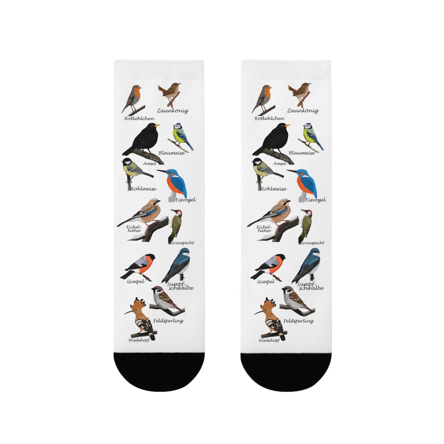 Gartenvögel Amsel Rotkehlchen Blaumeise Wiedehopf Vogel Socken für Vogelfreunde & Vogelbeobachter Weiß