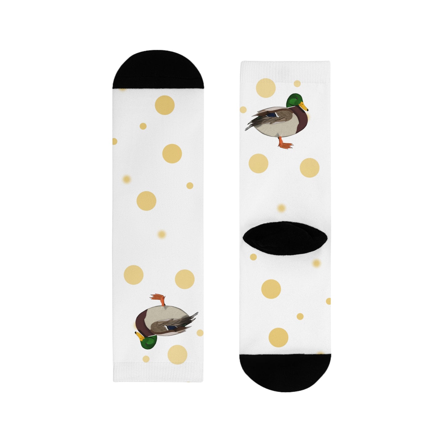 Ente Vogel Socken mit Goldenen Punkten für Vogelfreunde & Vogelbeobachter Weiß