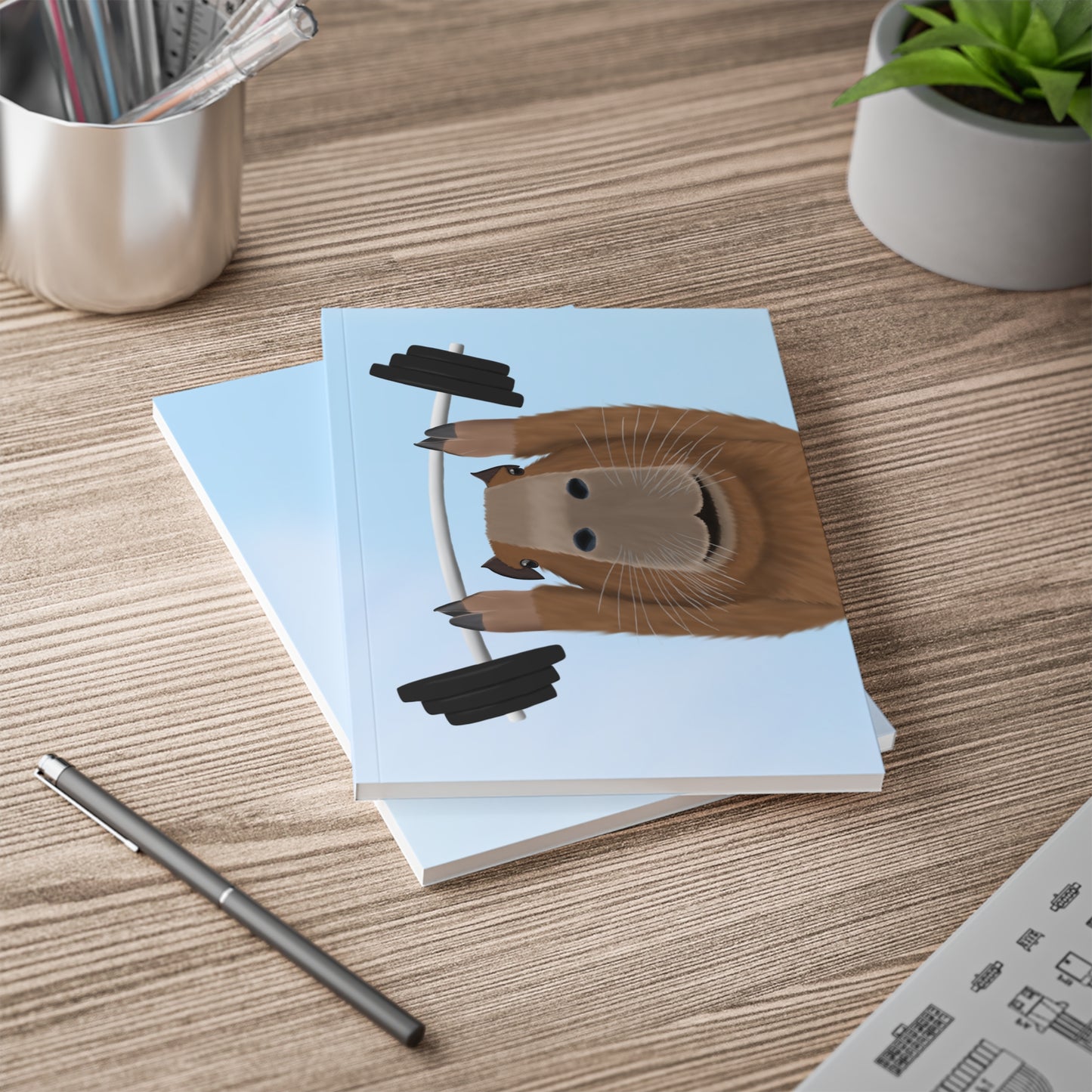 Capybara mit Hantel Paper products a5 notebook Hintergrund