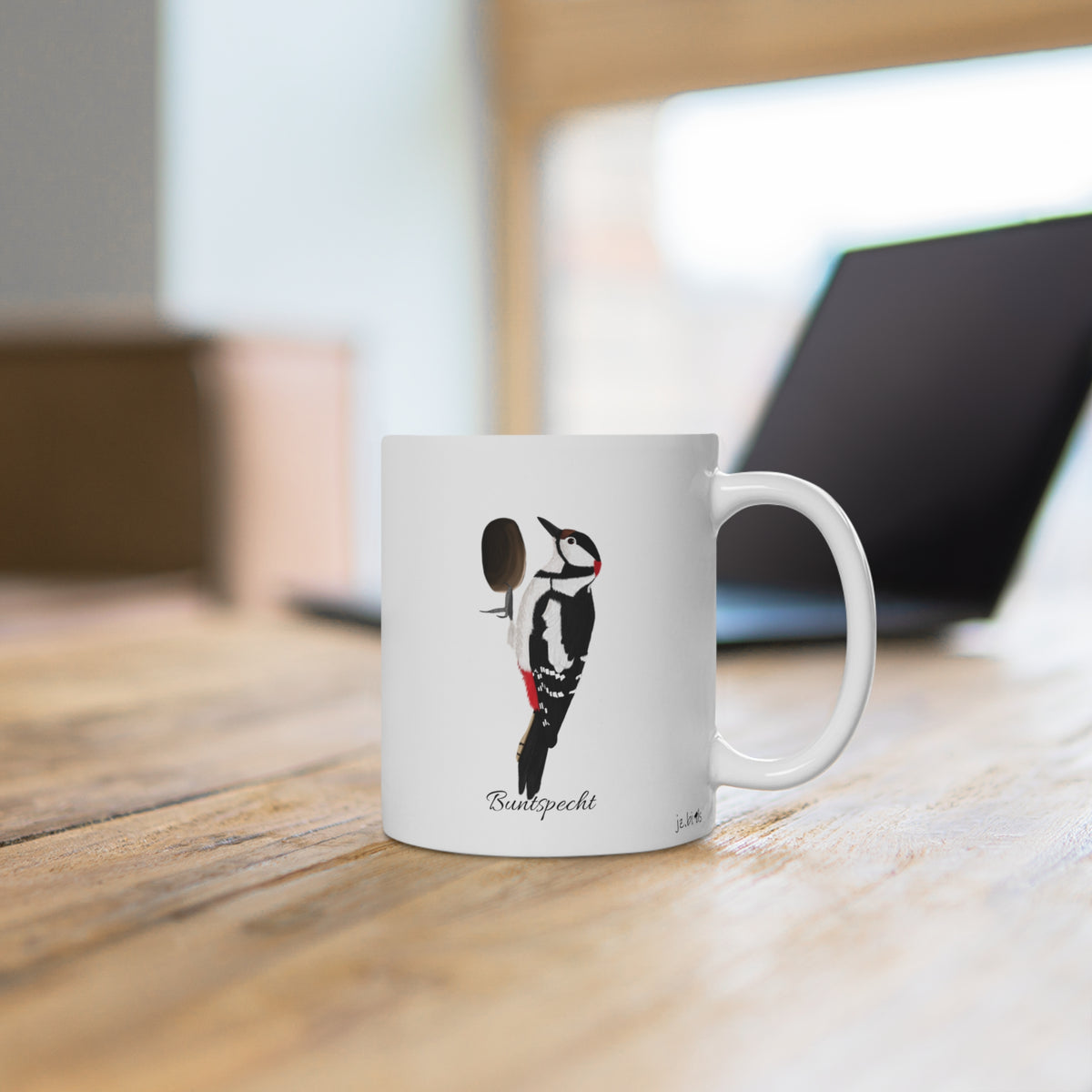 Buntspecht Vogel Tasse Weiß für Vogelbeobachter – 11 oz,