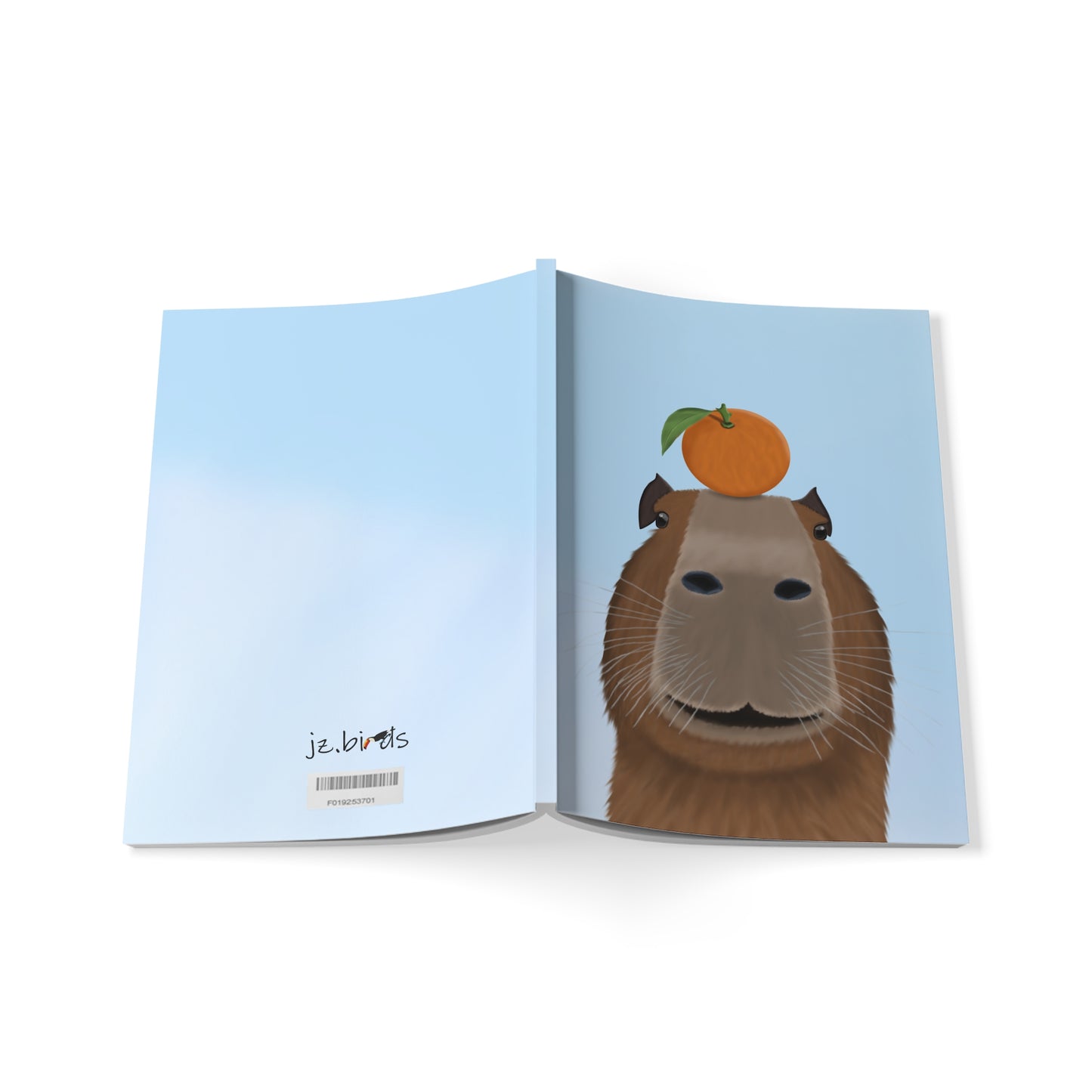 Capybara mit Orange A5 Softcover Notizbuch 150 Seiten Liniert