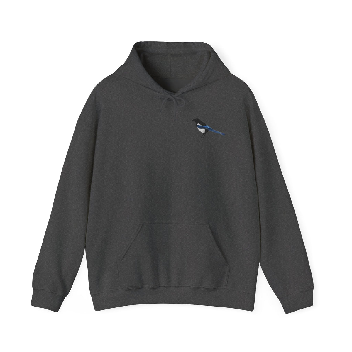 Elster Hoodie – Minimalistischer Kapuzenpullover mit kleinem Vogelmotiv für Naturfans