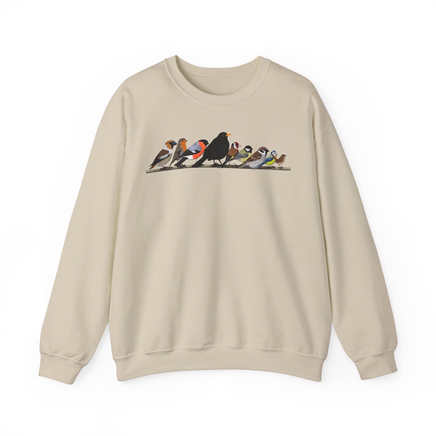 Rotkehlchen, Stieglitz, Zaunkönig und Amsel Sweatshirt Vogelmotiv in Dark Heather