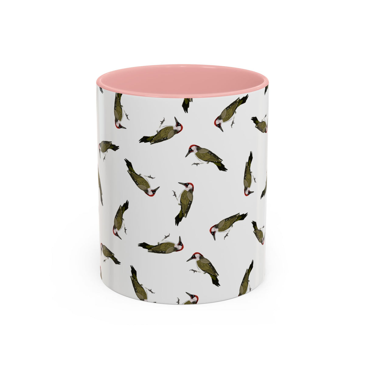 Grünspecht Tasse mit Streumuster | Vogelmotiv Kaffeebecher für Vogelbeobachter & Naturfreunde in Light Green