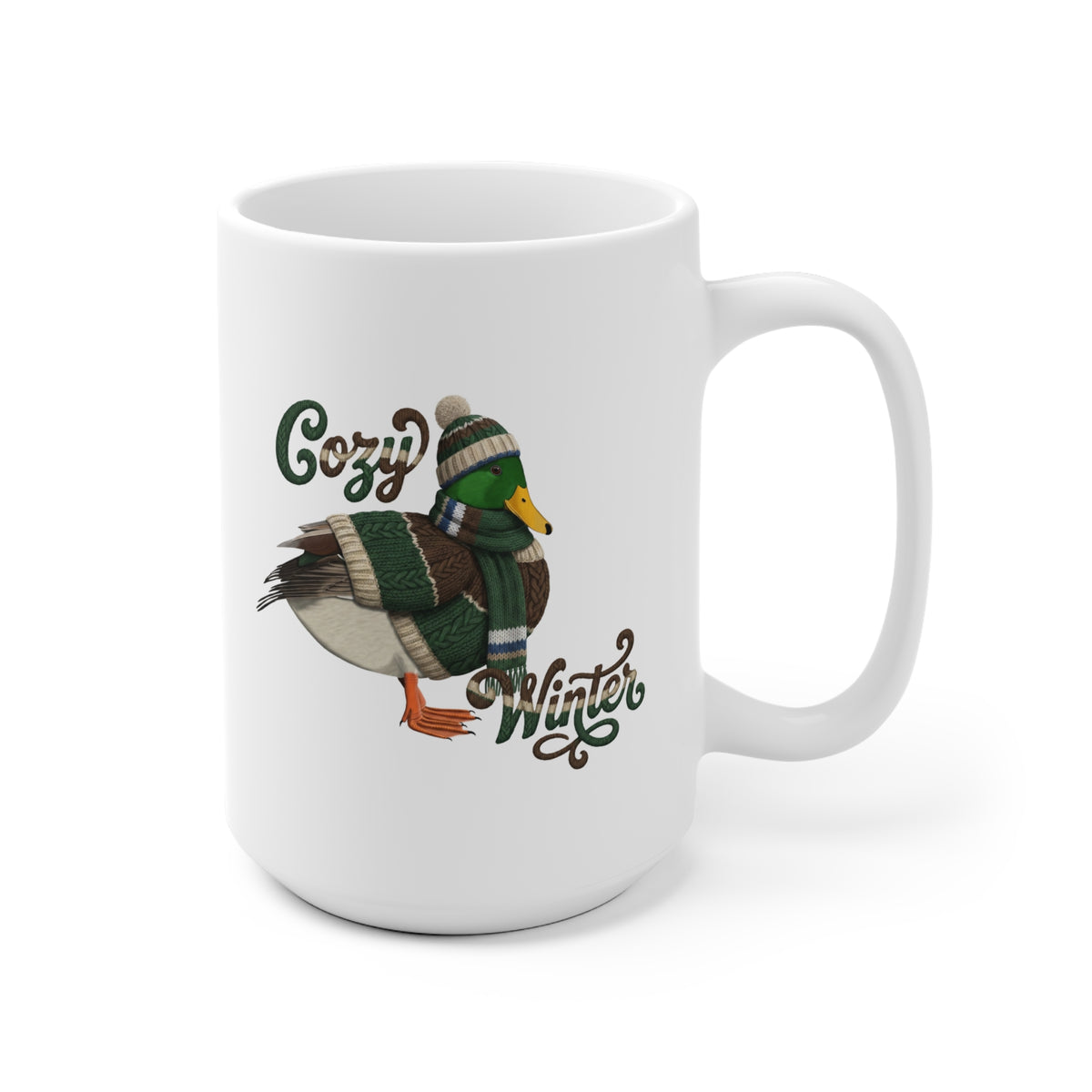 Ente mit Strickpullover Tasse 11 oz Hintergrund