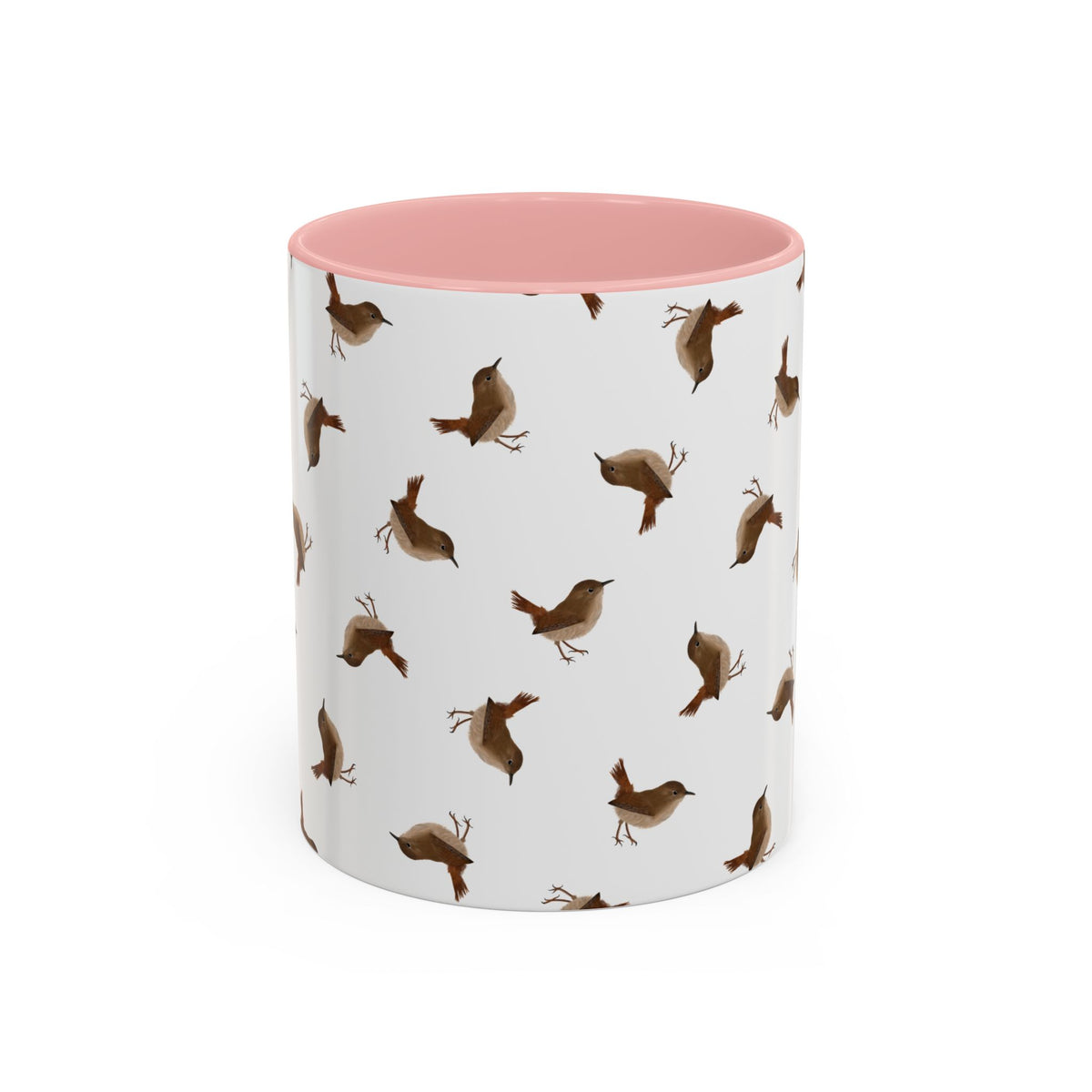 Zaunkönig Tasse mit Streumuster | Vogelmotiv Kaffeebecher für Vogelbeobachter & Naturfreunde – Accent Coffee Mug pink