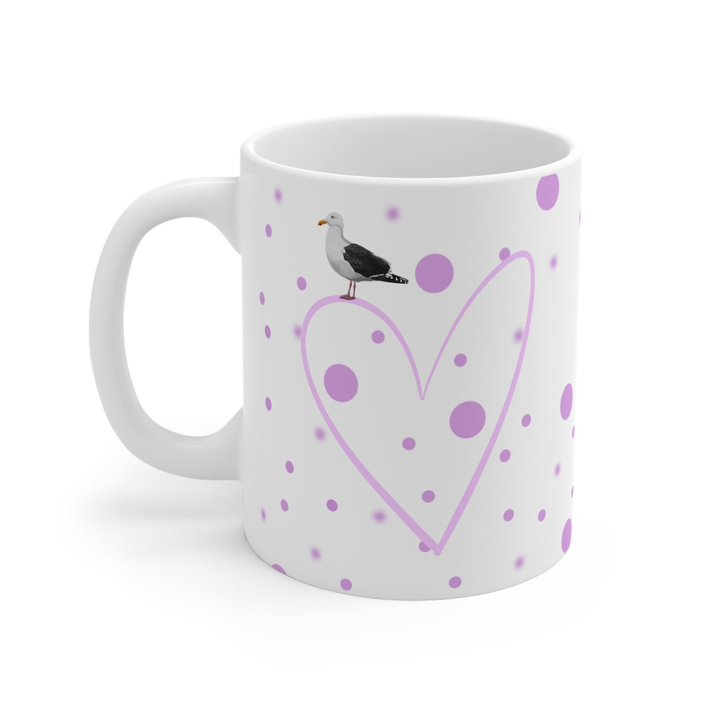 Möwe mit Herz Valentinstag Vogel Tasse Punkte Rosa