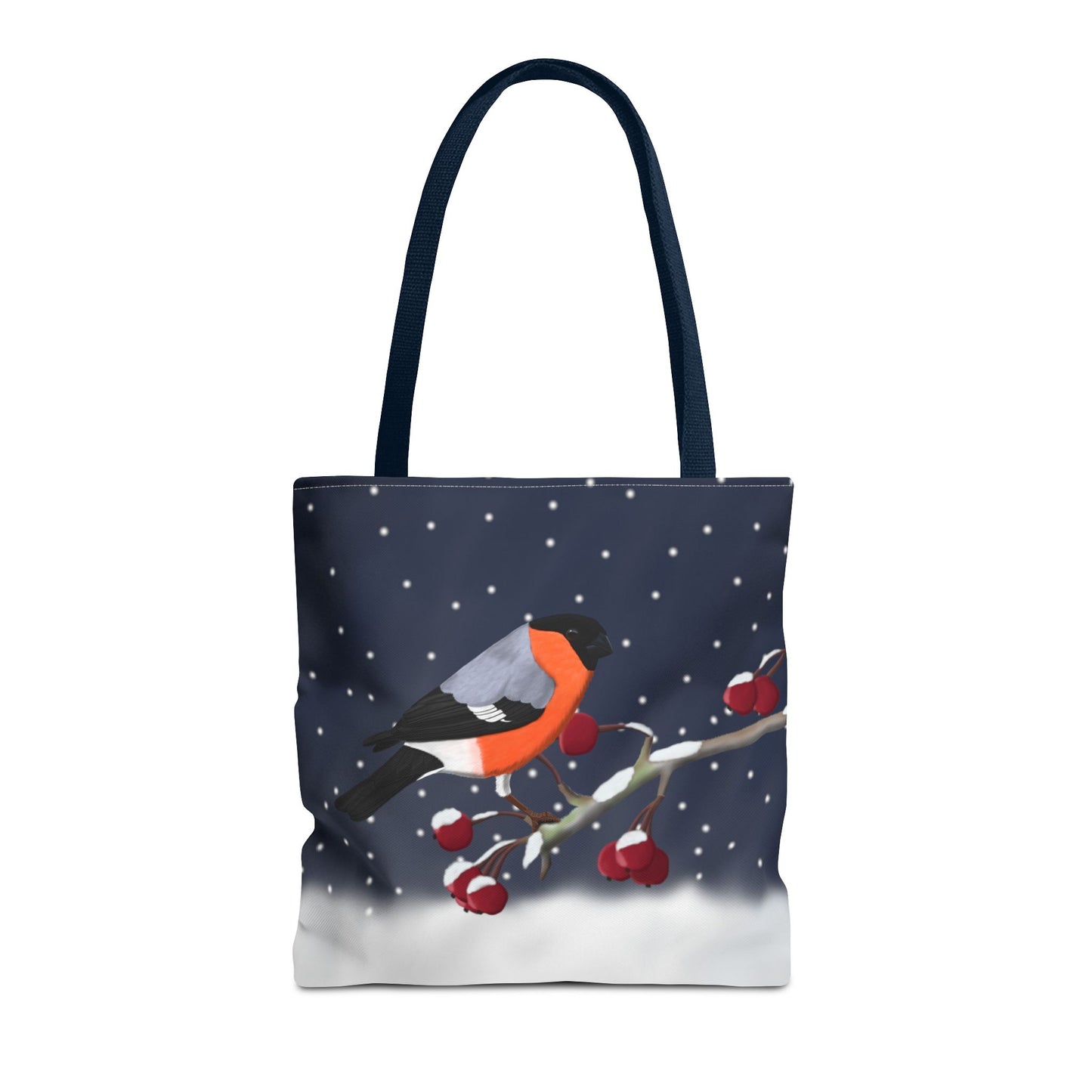 Gimpel auf einem Ast im Schnee Vogel Tragetasche – Accessories,