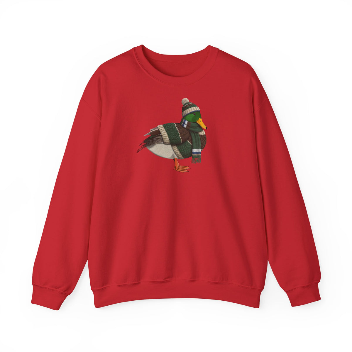 Ente in Strick Sweatshirt Vogelmotiv Forest Green