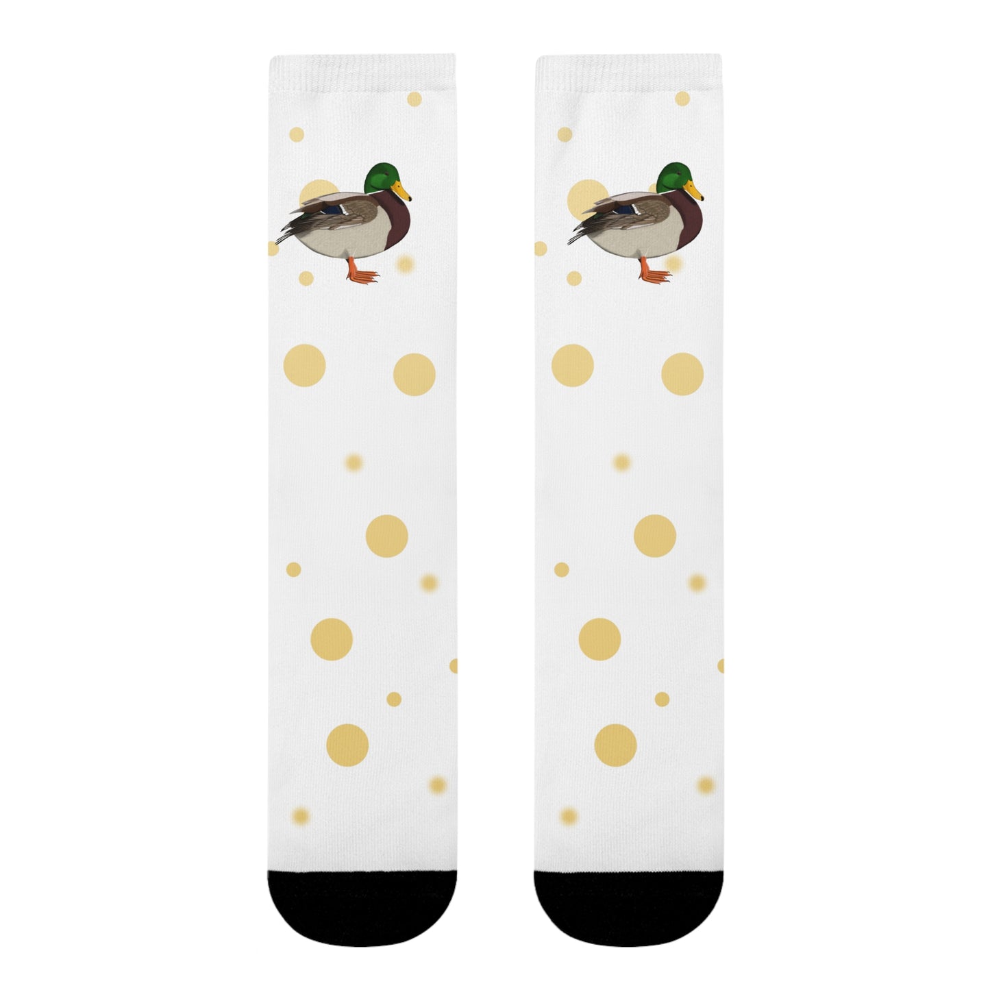 Ente Vogel Socken mit Goldenen Punkten für Vogelfreunde & Vogelbeobachter Weiß