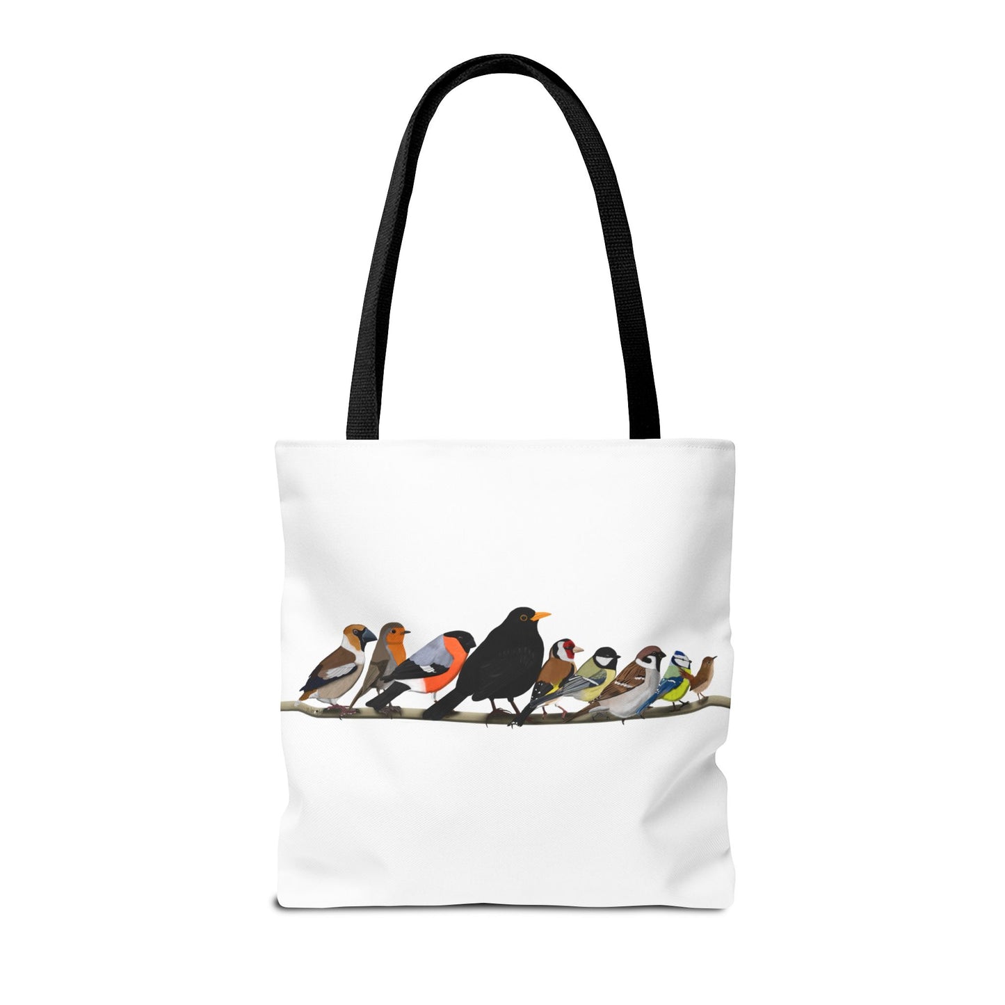 Gartenvögel auf einem Ast Tragetasche 40x40cm Amsel Rotkehlchen Zaunkönig Vogel Tasche