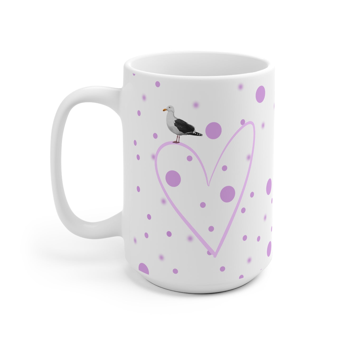 Möwe mit Herz Valentinstag Vogel Tasse Punkte Rosa