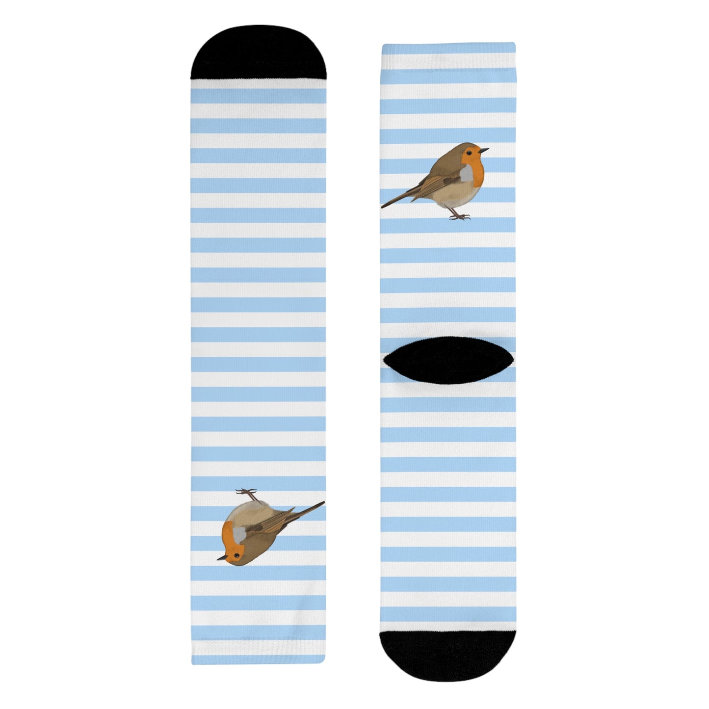 Rotkehlchen Vogel Socken mit Blau Weißen Streifen für Vogelfreunde & Vogelbeobachter