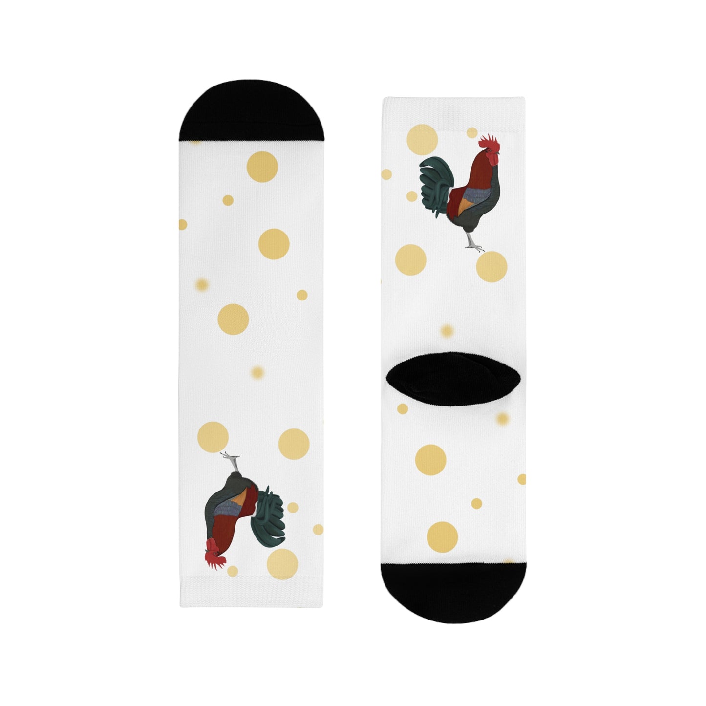 Hahn Vogel Socken mit Goldenen Punkten für Vogelfreunde & Vogelbeobachter Weiß