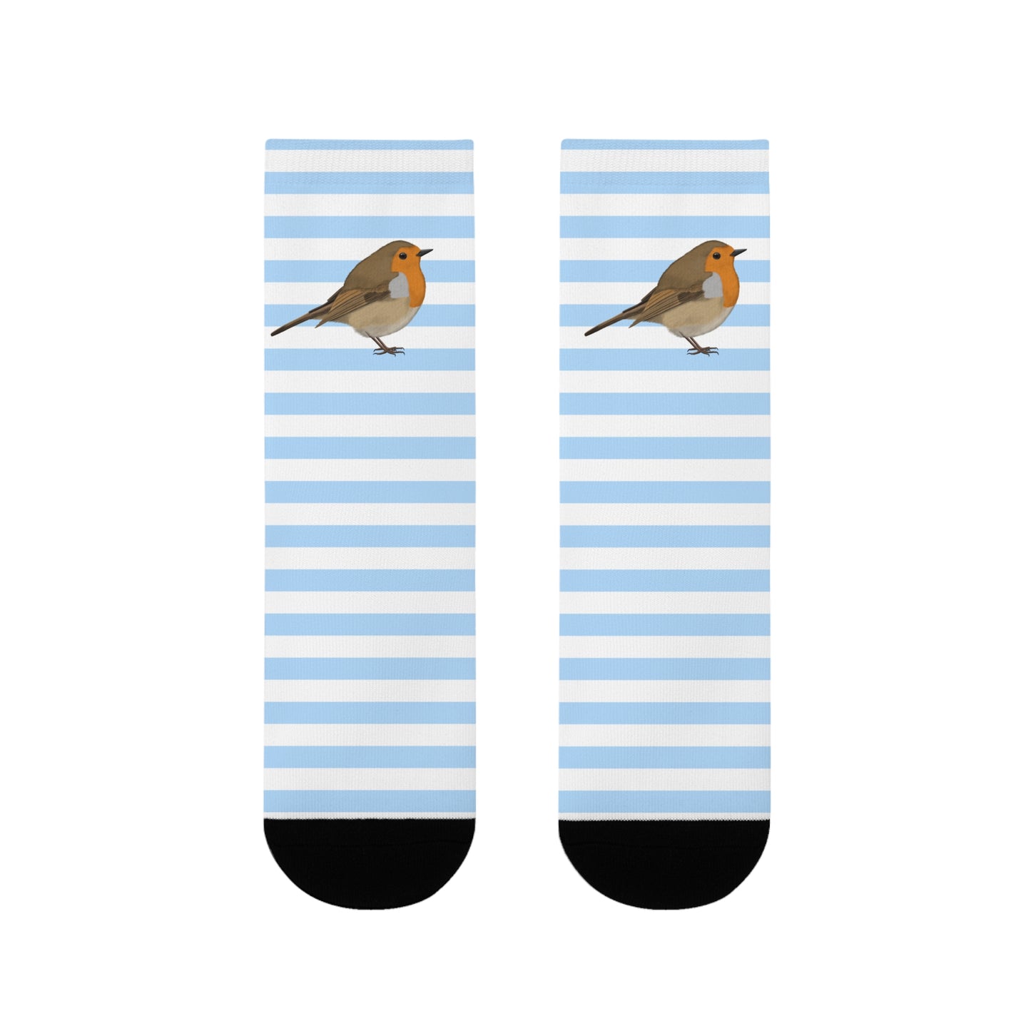 Rotkehlchen Vogel Socken mit Blau Weißen Streifen für Vogelfreunde & Vogelbeobachter