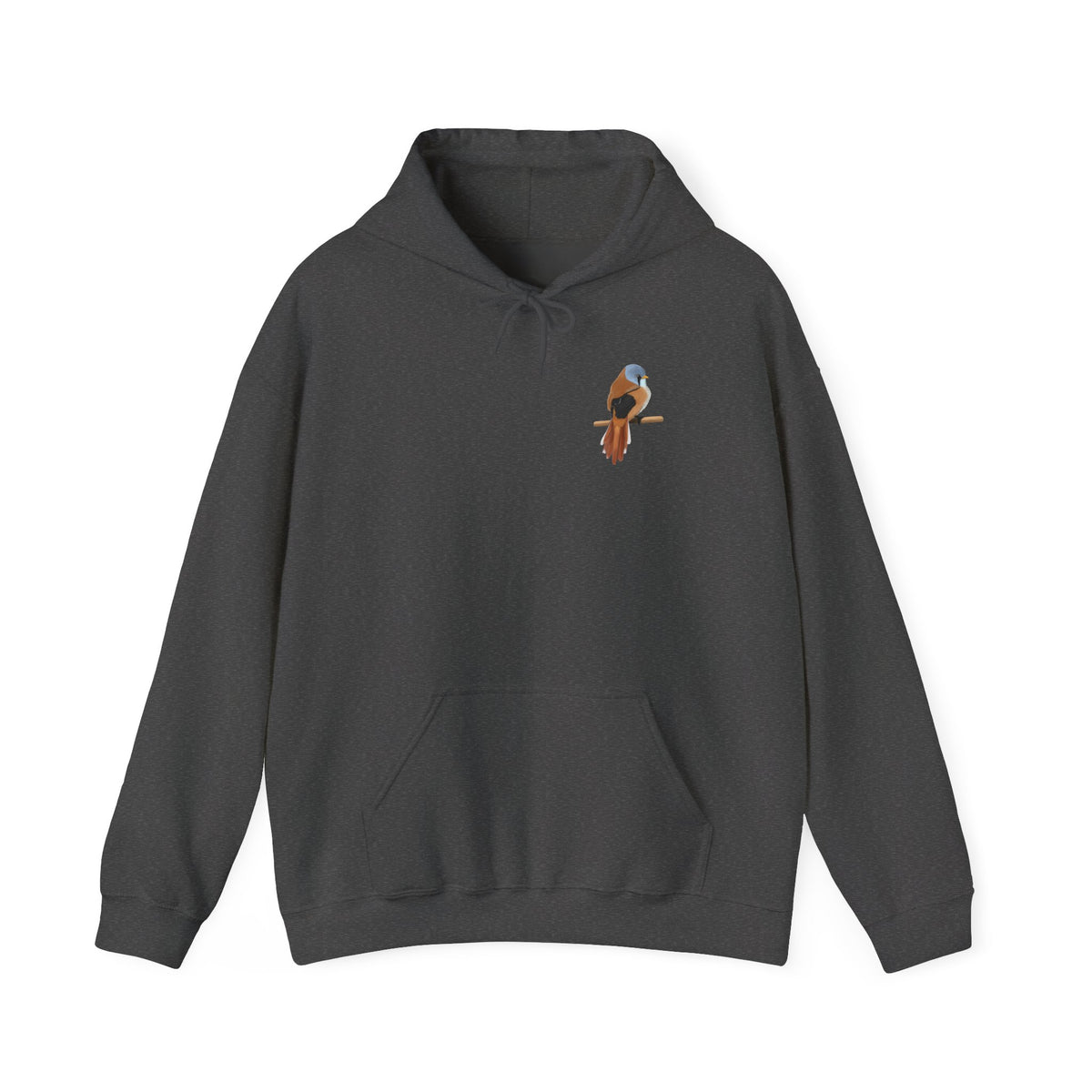 Bartmeise Hoodie – Minimalistischer Kapuzenpullover mit Brustmotiv für Vogelfreunde