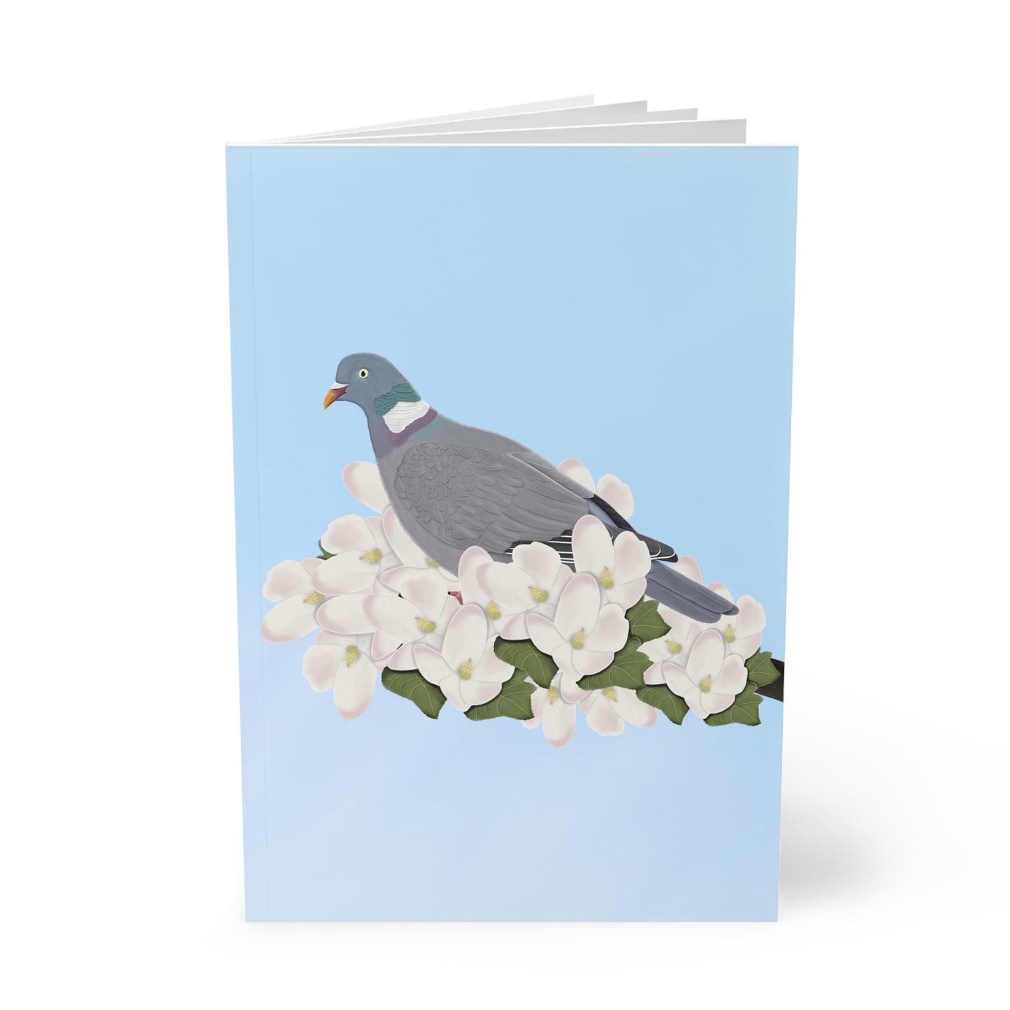 Ringeltaube im Frühling A5 Vogel Softcover Notizbuch 150 Seiten Liniert