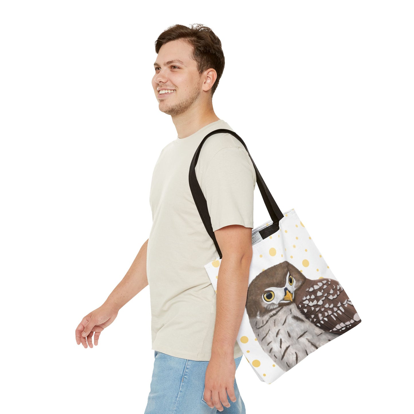 Eule mit Goldenen Tragetasche in Black
