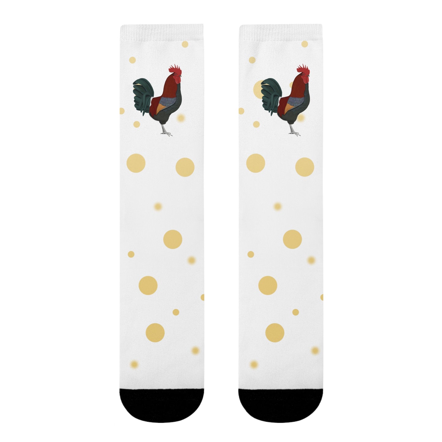 Hahn Vogel Socken mit Goldenen Punkten für Vogelfreunde & Vogelbeobachter Weiß