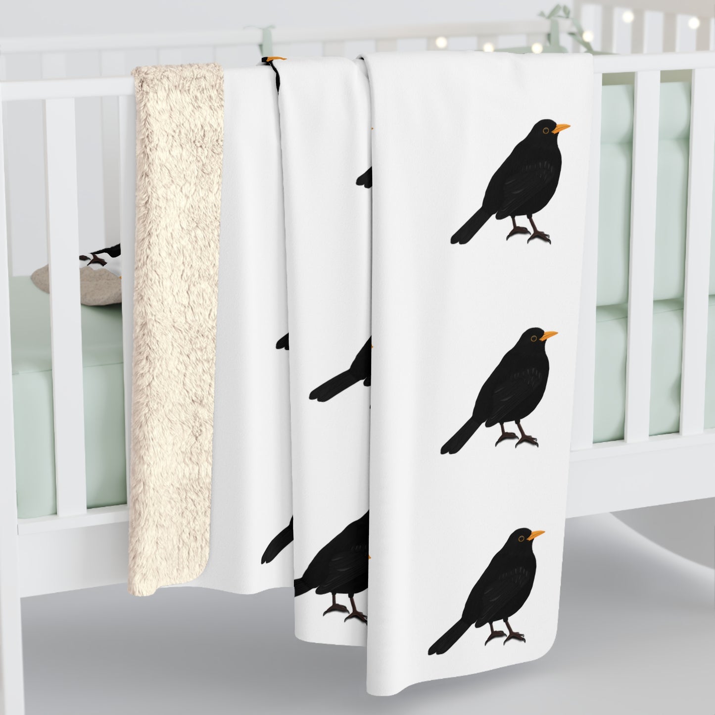 Amsel Vogel Fleece Sherpa Decke (150x200 cm) – Extra Dick, Kuschelweich & Gemütlich