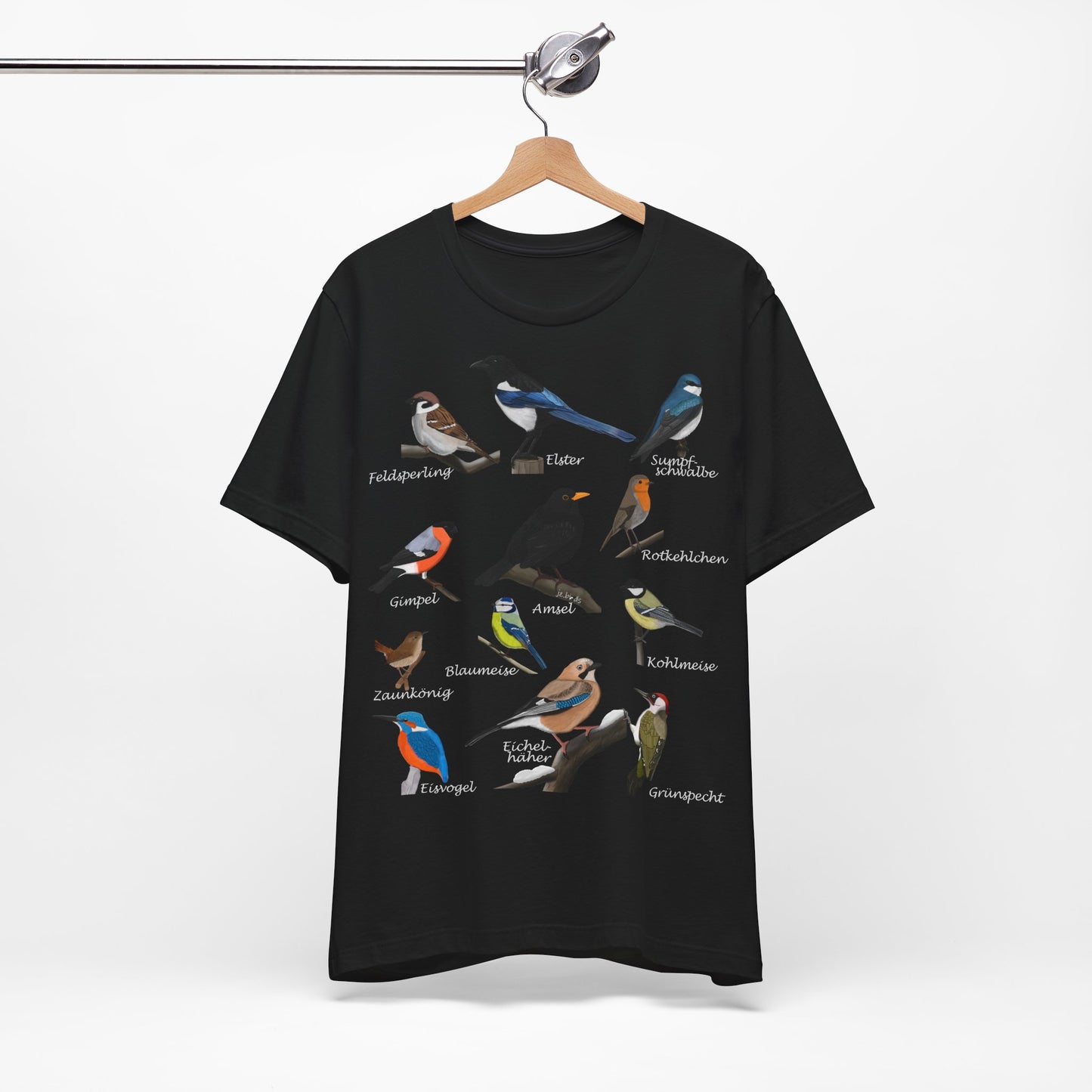 Amsel Rotkehlchen Blaumeise Zaunkönig Vogel T-Shirt für Vogelfreunde und Vogelbeobachter