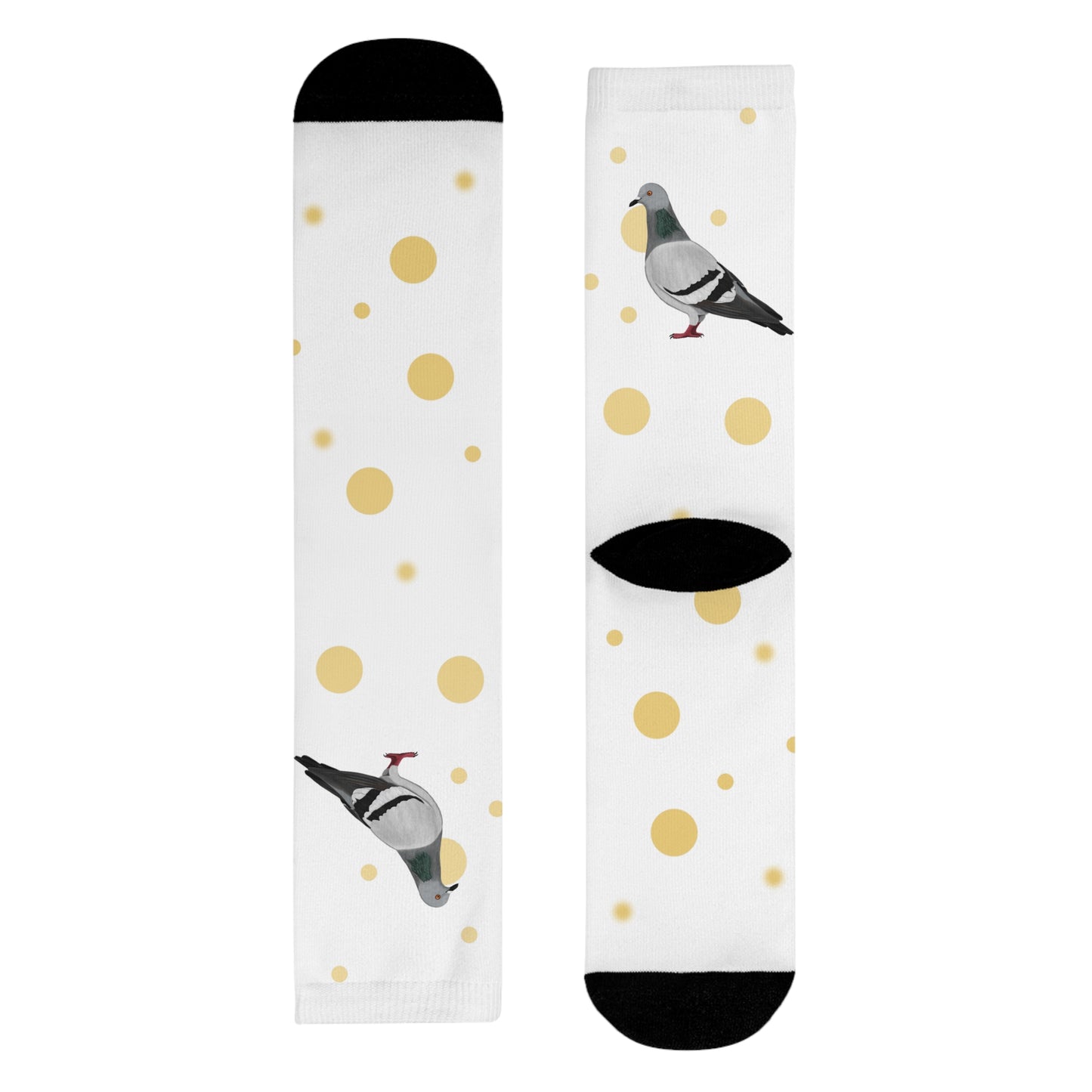 Taube Vogel Socken mit Goldenen Punkten für Vogelfreunde & Vogelbeobachter Weiß