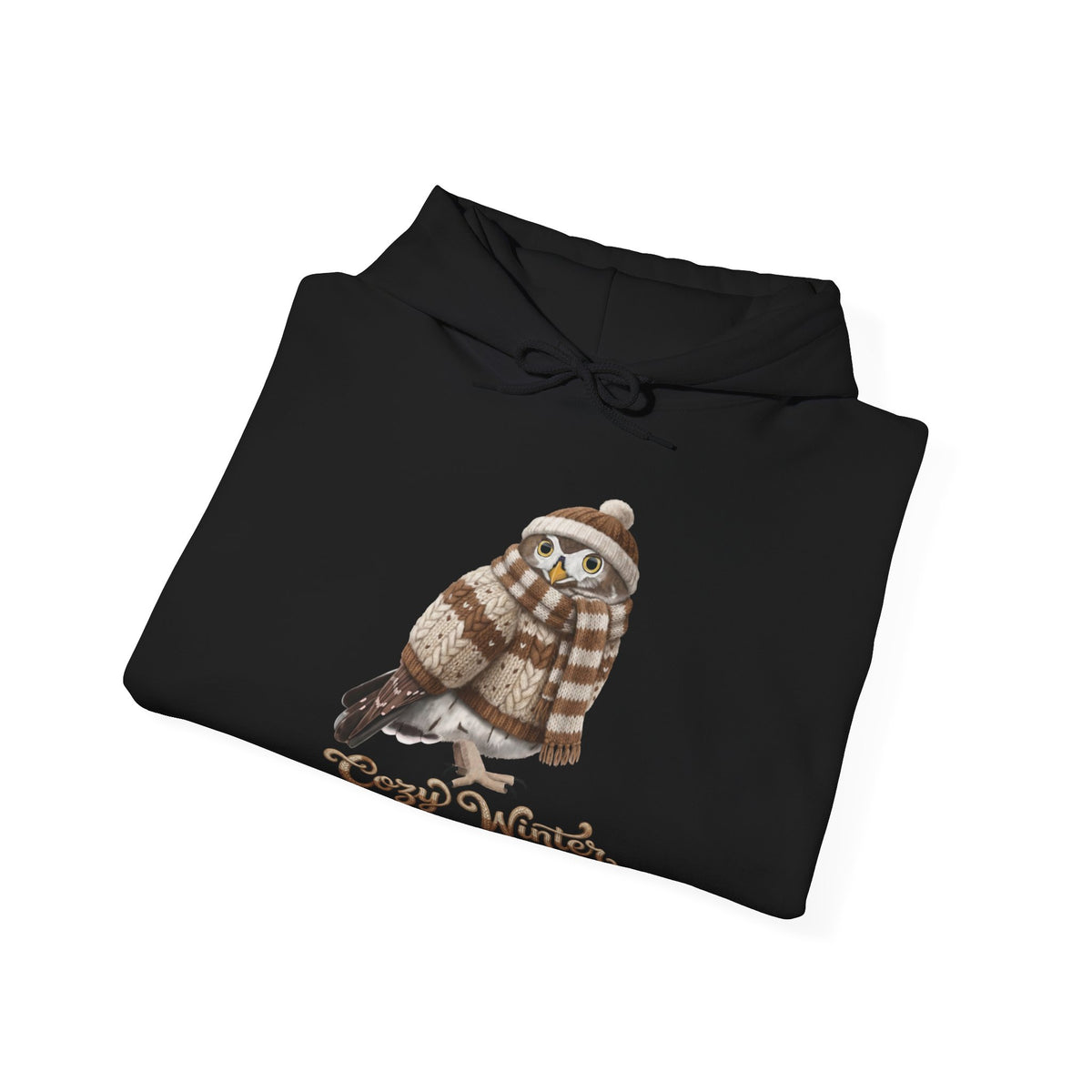 Eule mit Strickmütze Cozy Winter Hoodie - Vogel Kapuzenpullover für Vogelbeobachter & Naturliebhaber mit Vogelmotiv