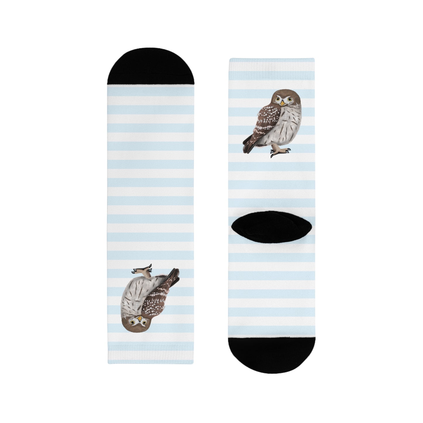 Eule Vogel Socken mit Blau Weißen Streifen für Vogelfreunde & Vogelbeobachter