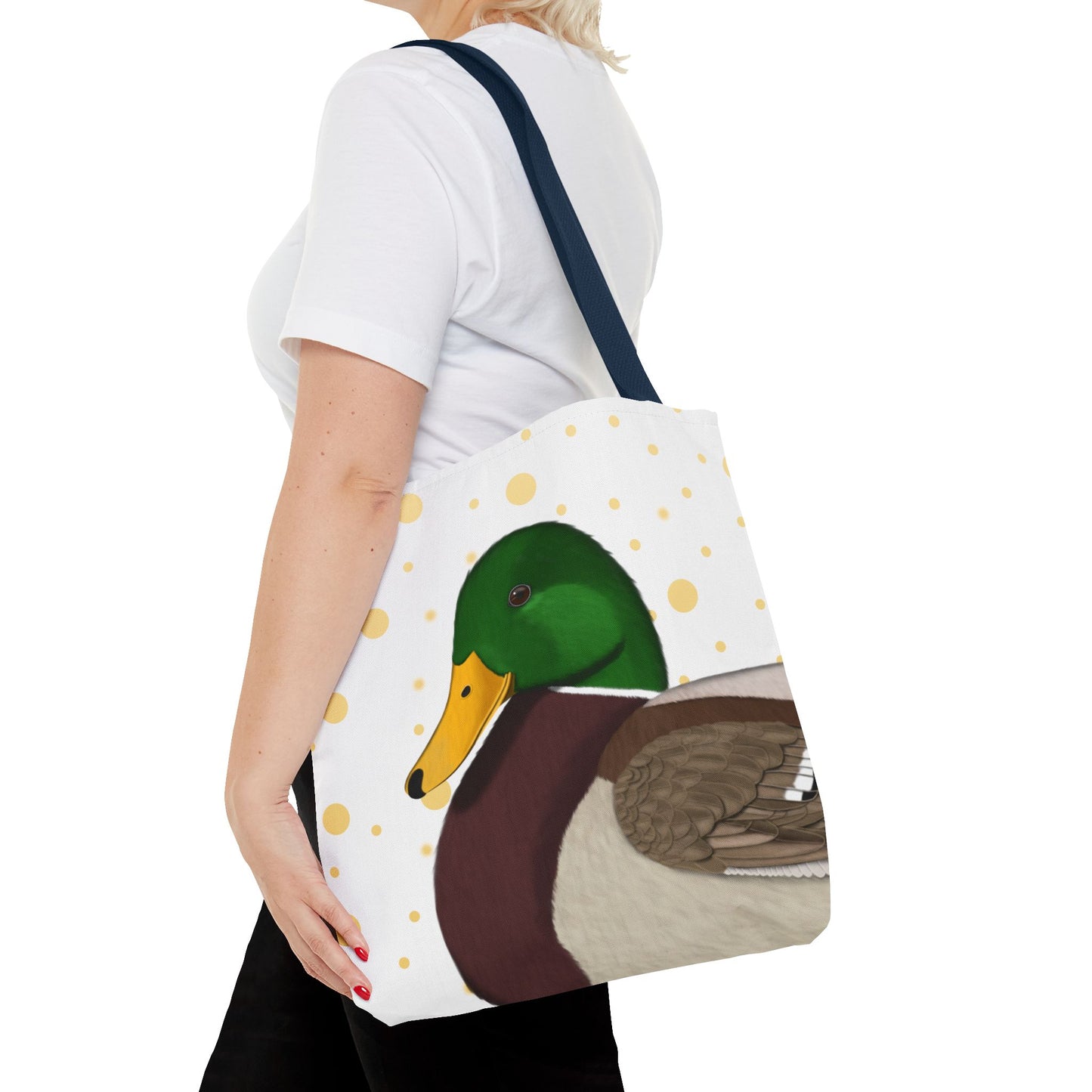 Ente mit Goldenen Punkten Vogel Tragetasche 40x40cm