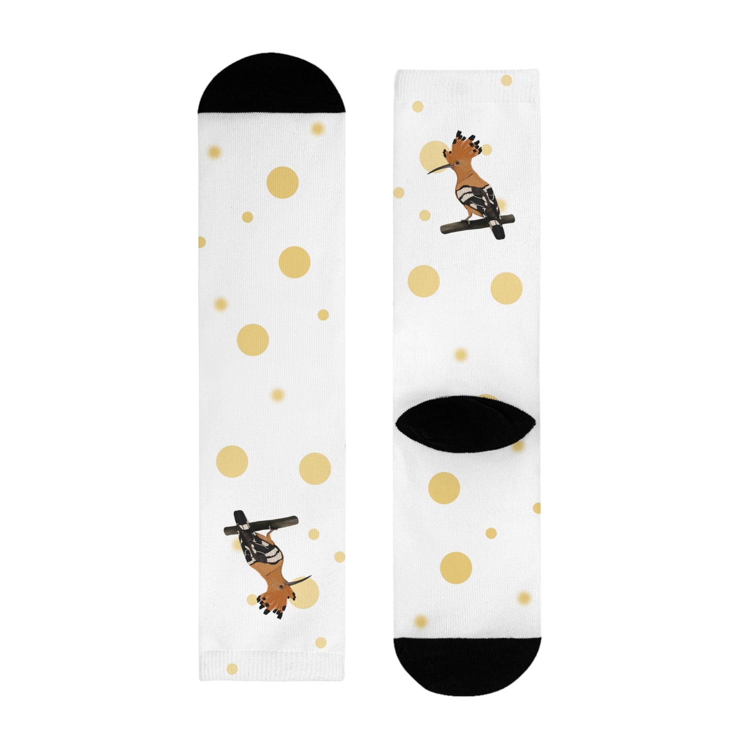 Wiedehopf Vogel Socken mit Goldenen Punkten für Vogelfreunde & Vogelbeobachter Weiß