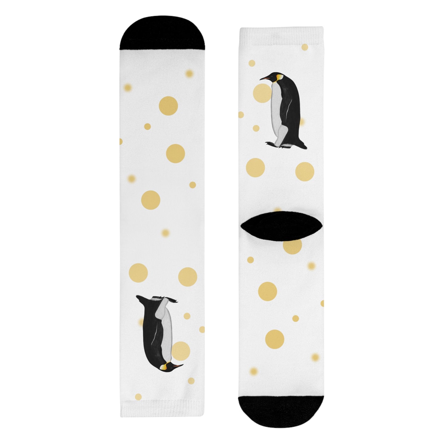 Pinguin Vogel Socken mit Goldenen Punkten für Vogelfreunde & Vogelbeobachter Weiß
