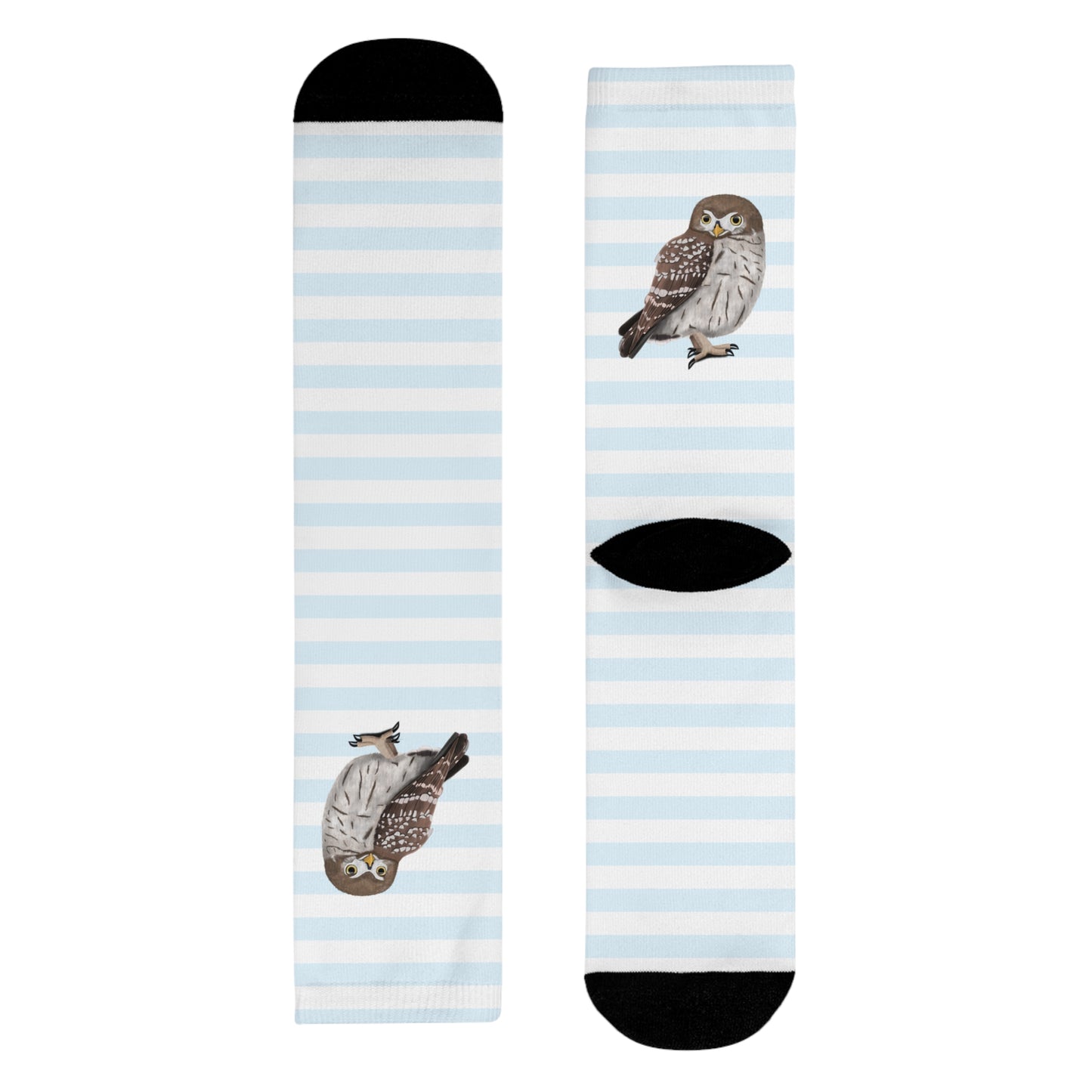 Eule Vogel Socken mit Blau Weißen Streifen für Vogelfreunde & Vogelbeobachter