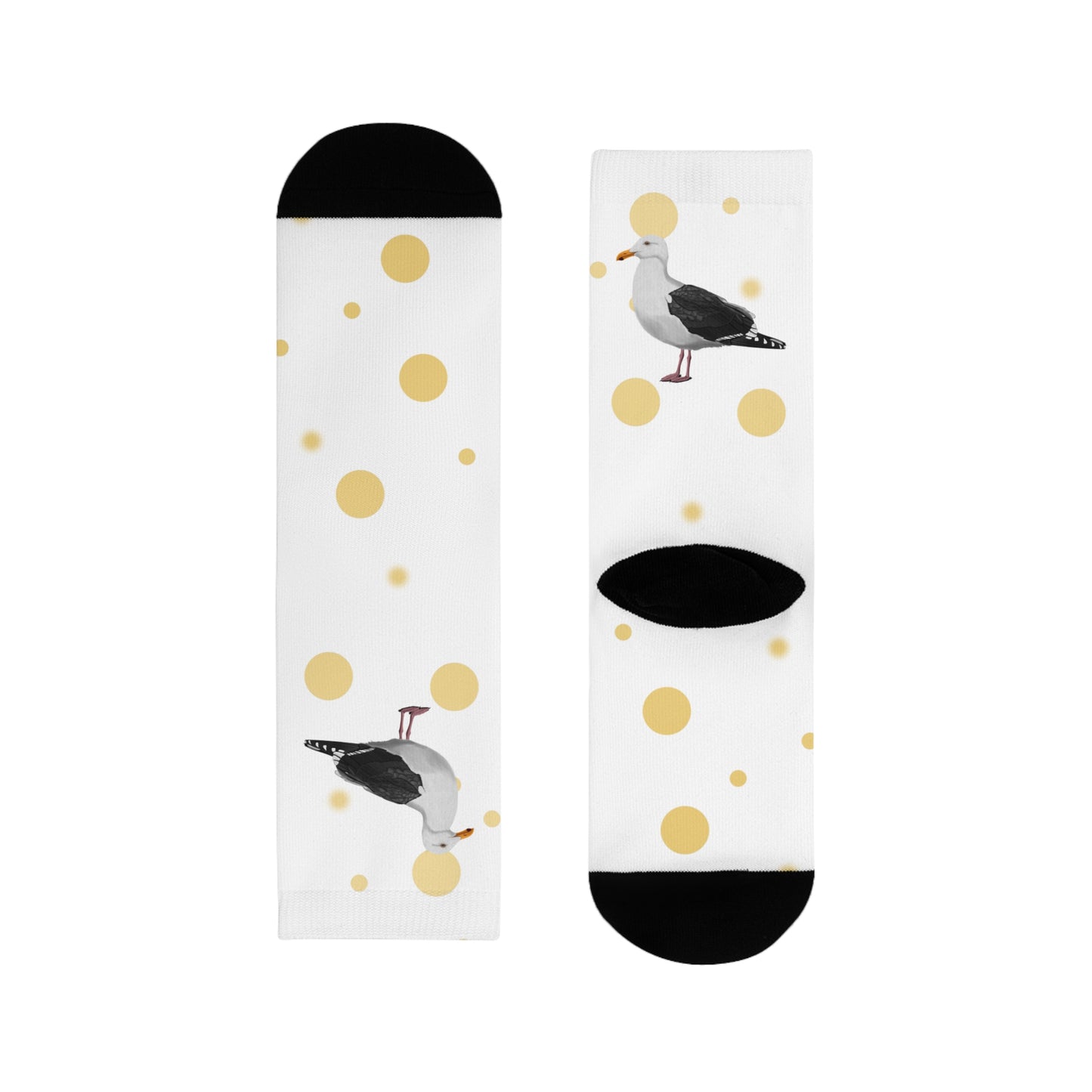 Möwe Vogel Socken mit Goldenen Punkten für Vogelfreunde & Vogelbeobachter Weiß