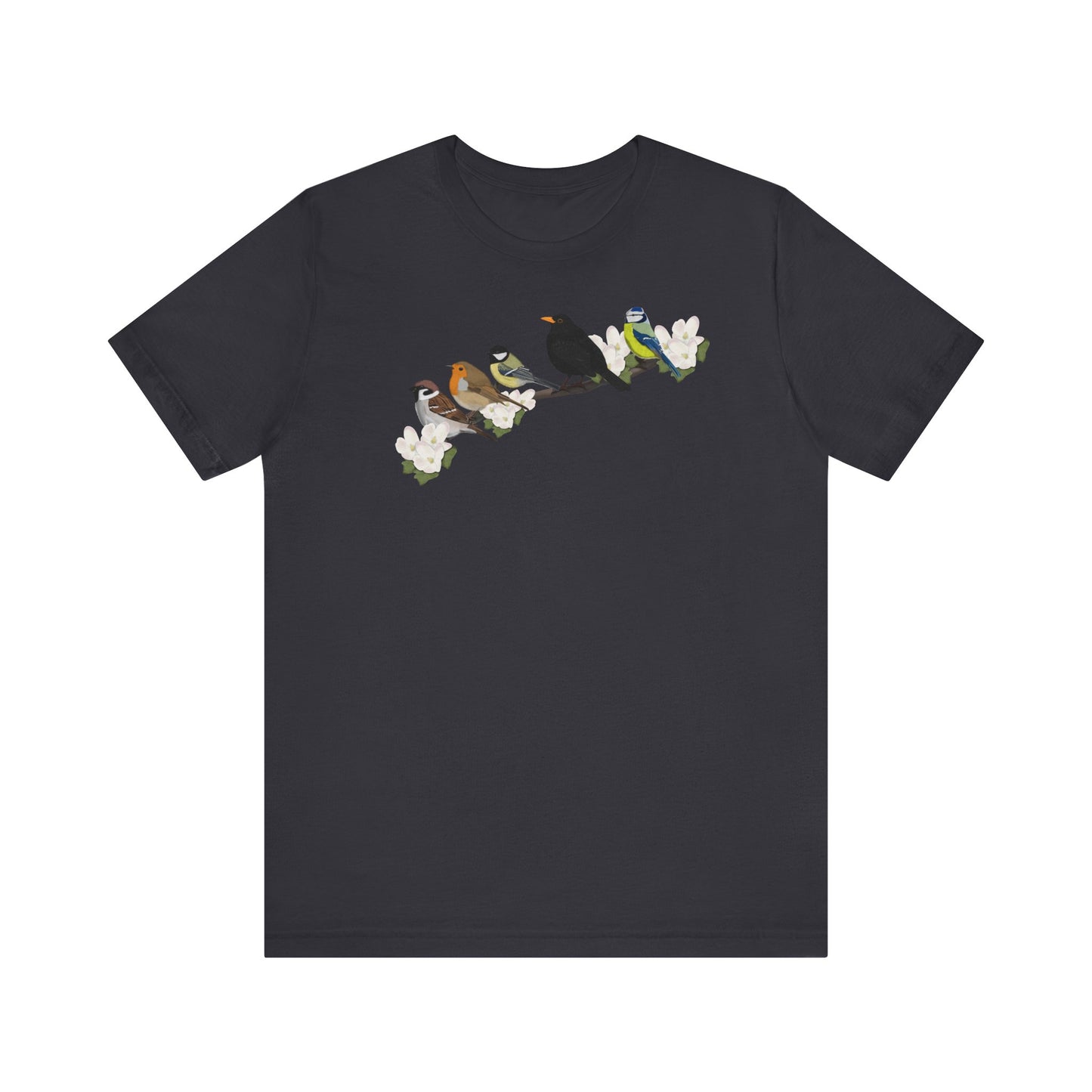 Rotkehlchen, Amsel und Spatz T-Shirt in Black