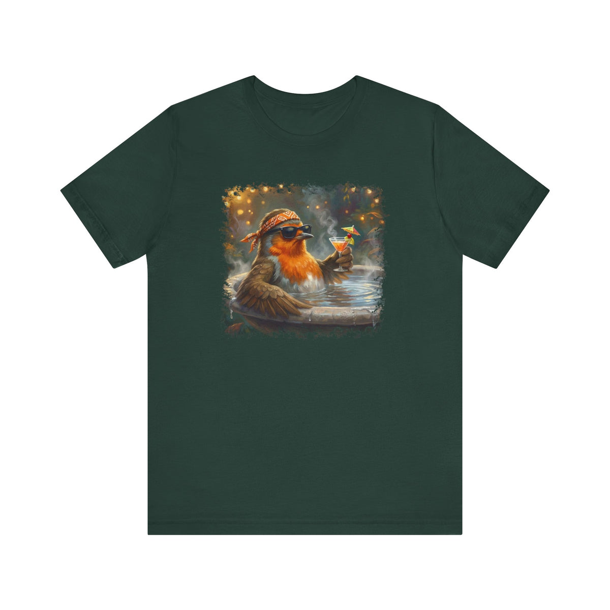 Rotkehlchen Vogel T-Shirt in Black