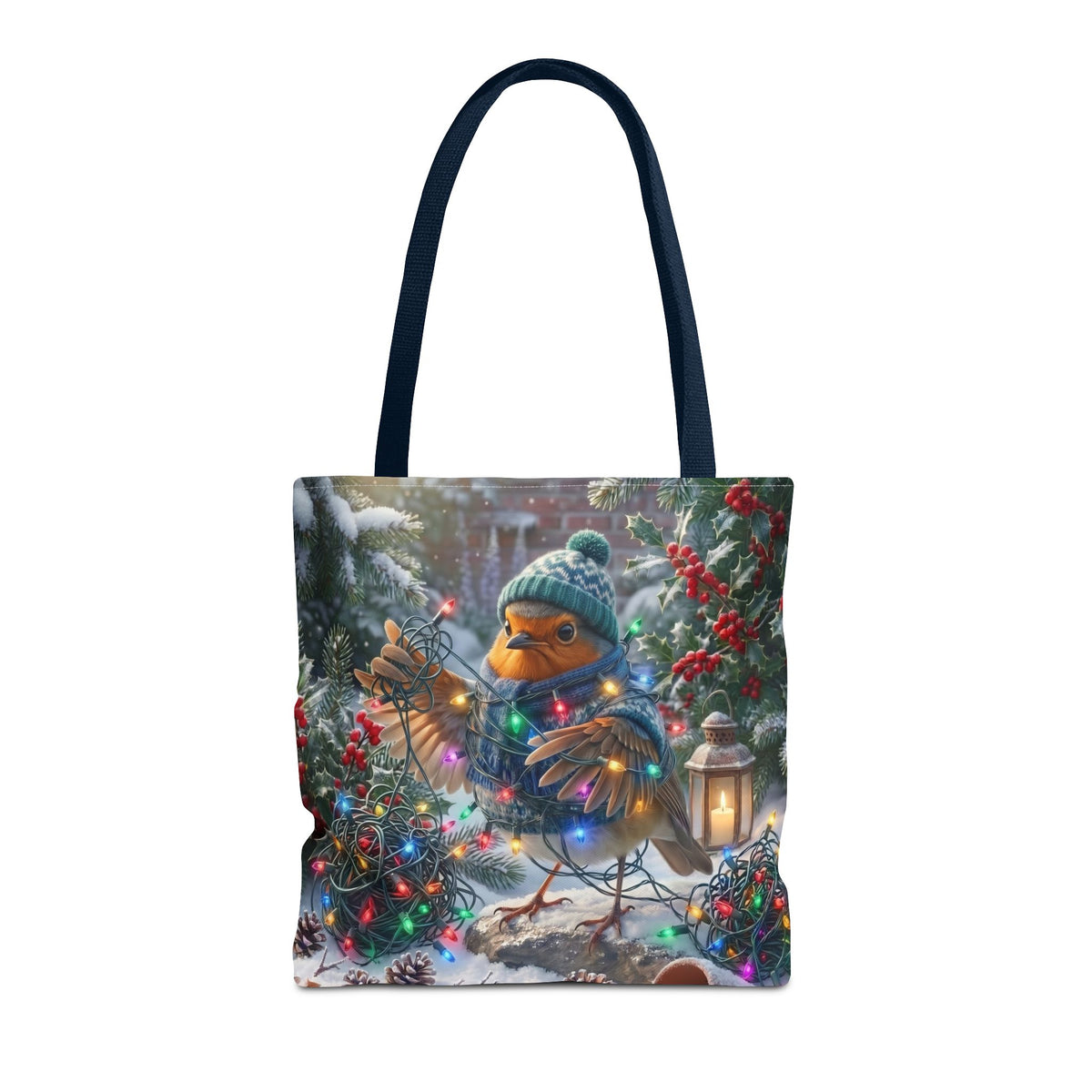 Premium Tragetasche Rosi Rotkehlchen und die Lichterkette (40 x 40 cm)