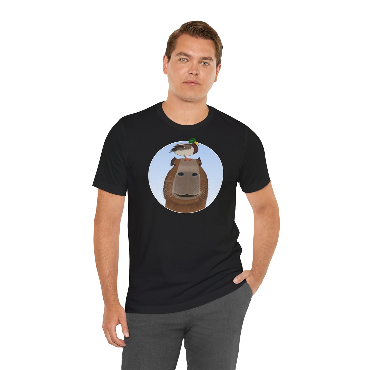 Capybara mit Ente Lustiges Vogel T-Shirt