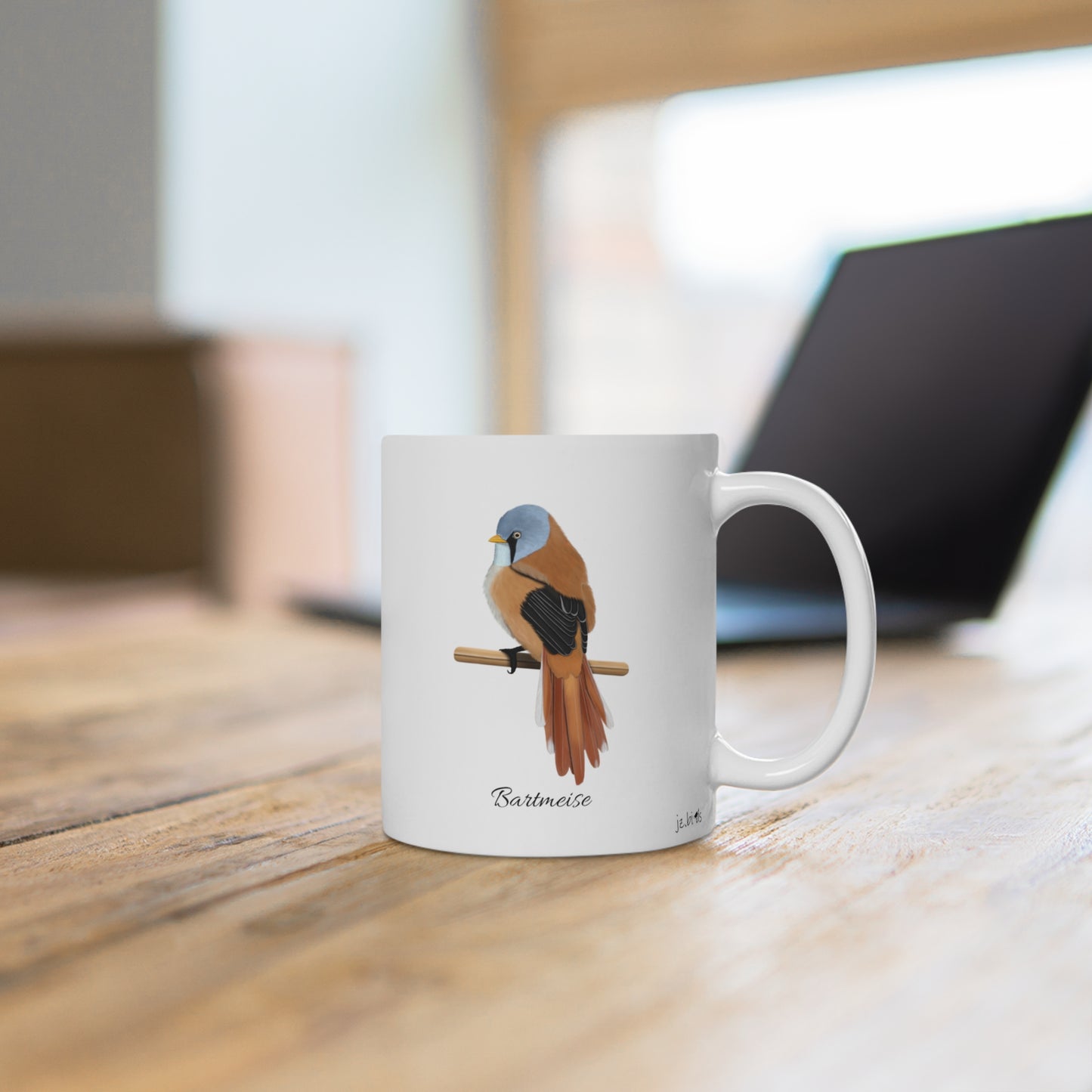 Bartmeise Vogel Tasse Weiß für Vogelbeobachter – 11 oz,