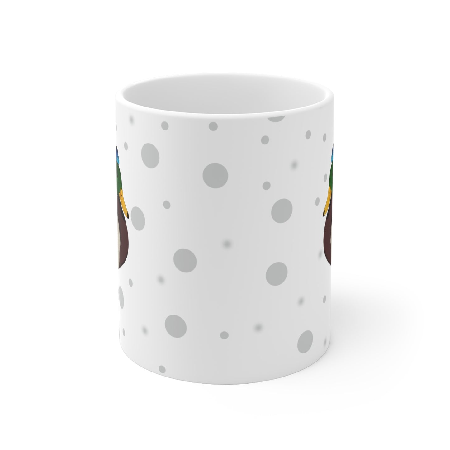 Ente mit Schmetterlingen Vogel Tasse Punkte Grau