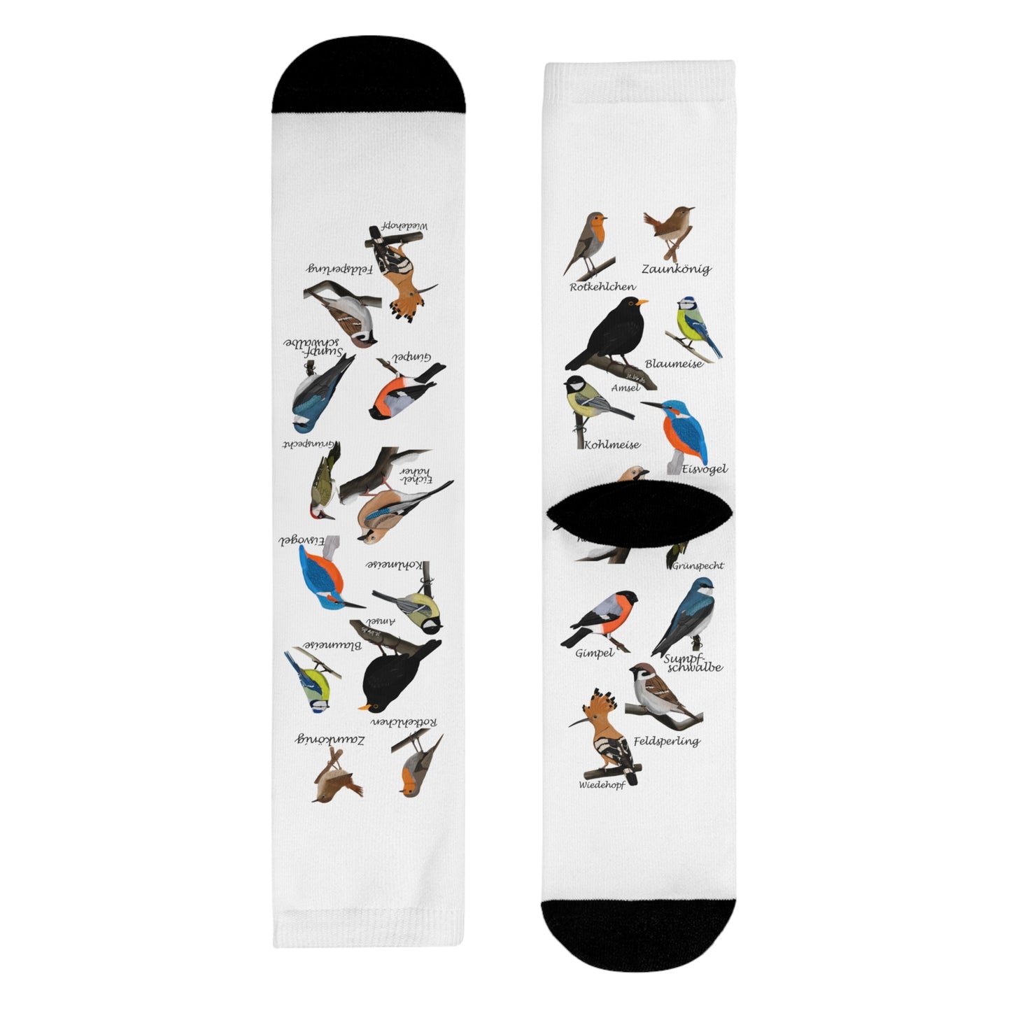Gartenvögel Amsel Rotkehlchen Blaumeise Wiedehopf Vogel Socken für Vogelfreunde & Vogelbeobachter Weiß